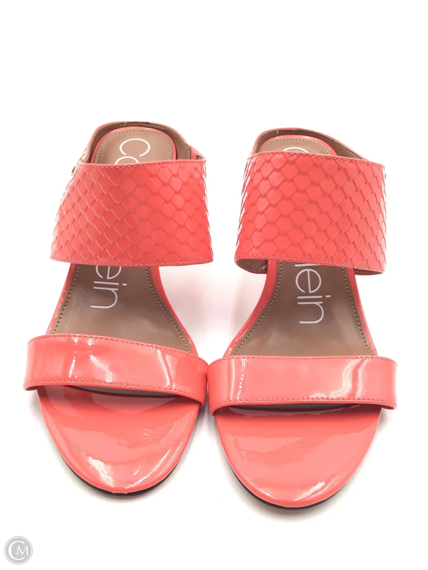 Sandals Heels Kitten By Calvin Klein In Orange, Size: 7