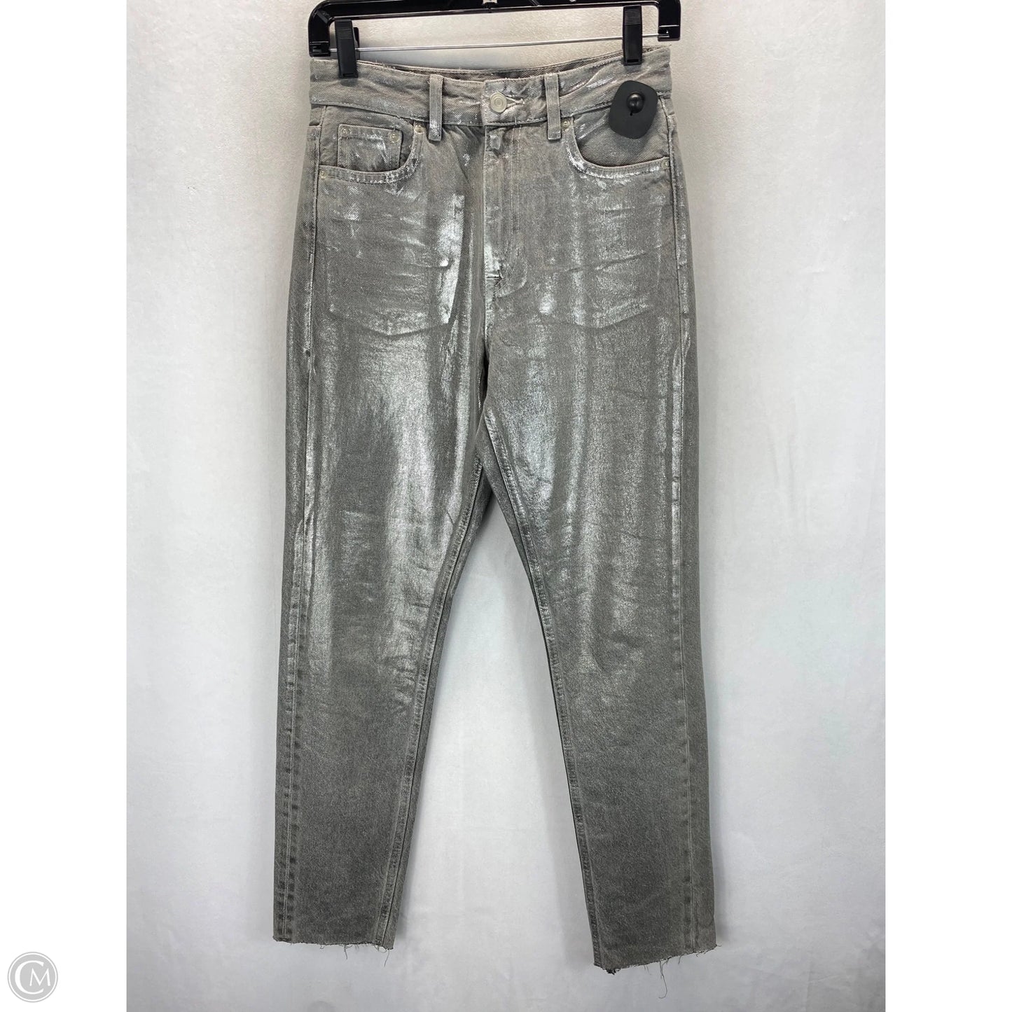 Jeans Skinny By Zara In Silver, Size: 2