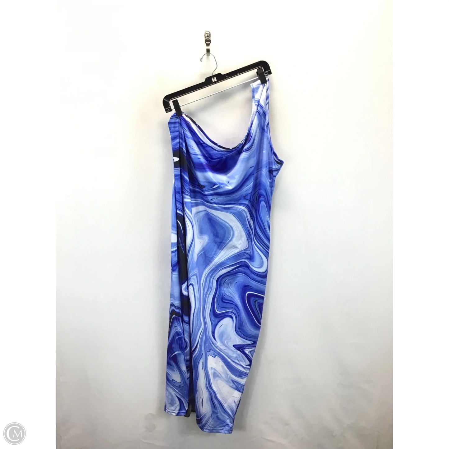 Dress Casual Midi By Clothes Mentor In Black & Blue, Size: 3x