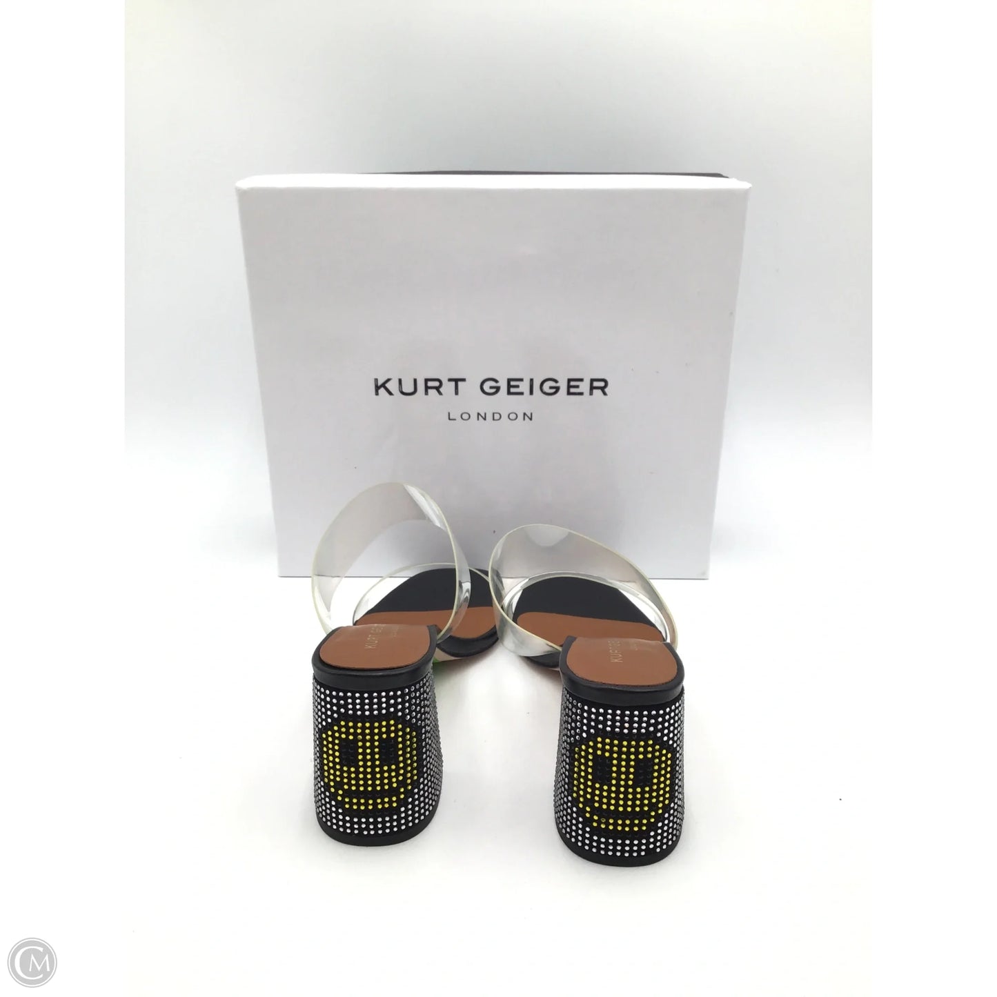 Sandals Heels Block By Kurt Geiger London In Black & Yellow, Size: 10.5