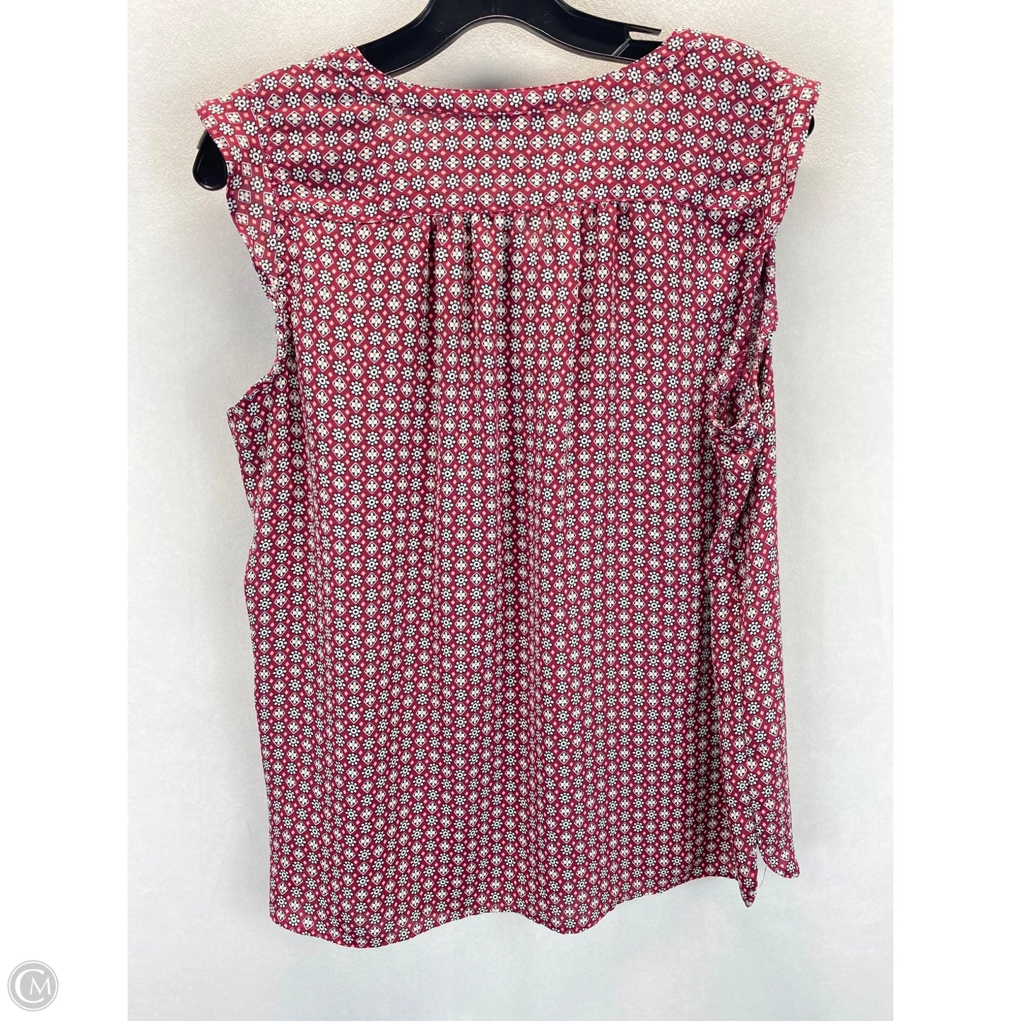 Top Sleeveless By Loft In Red & White, Size: L