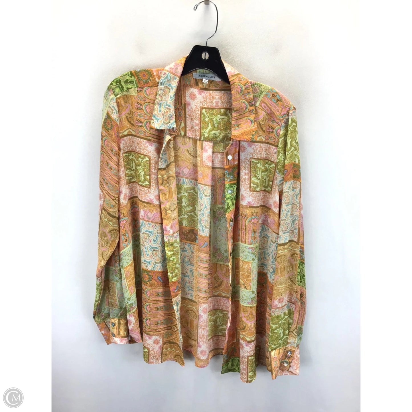 Blouse Long Sleeve By Rose And Olive In Paisley Print, Size: Xl