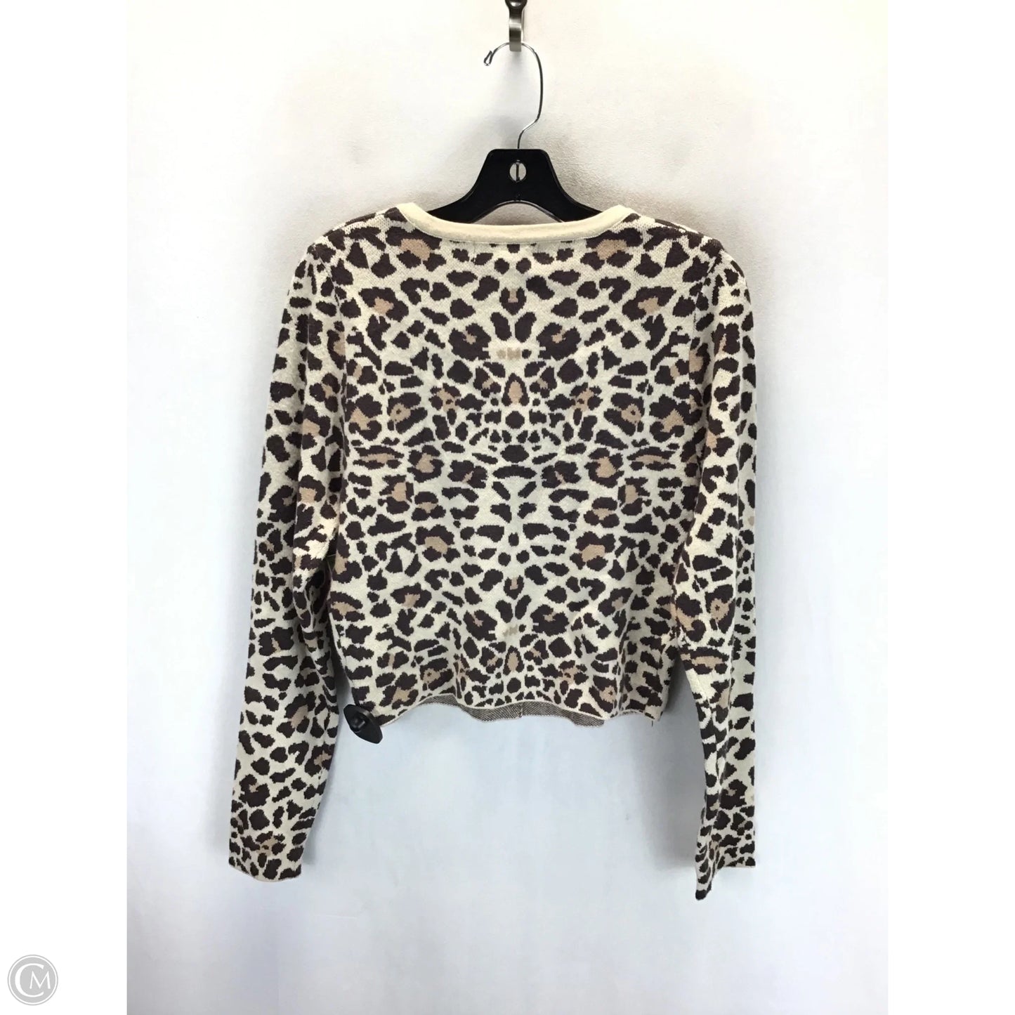 Sweater Cardigan By Clothes Mentor In Leopard Print, Size: L