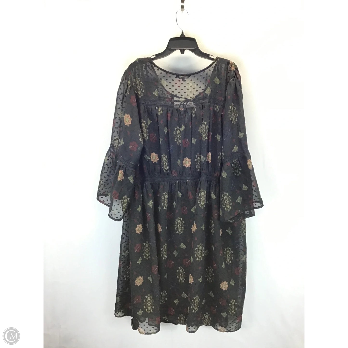 Dress Casual Midi By Lucky Brand In Black & Green, Size: 3x