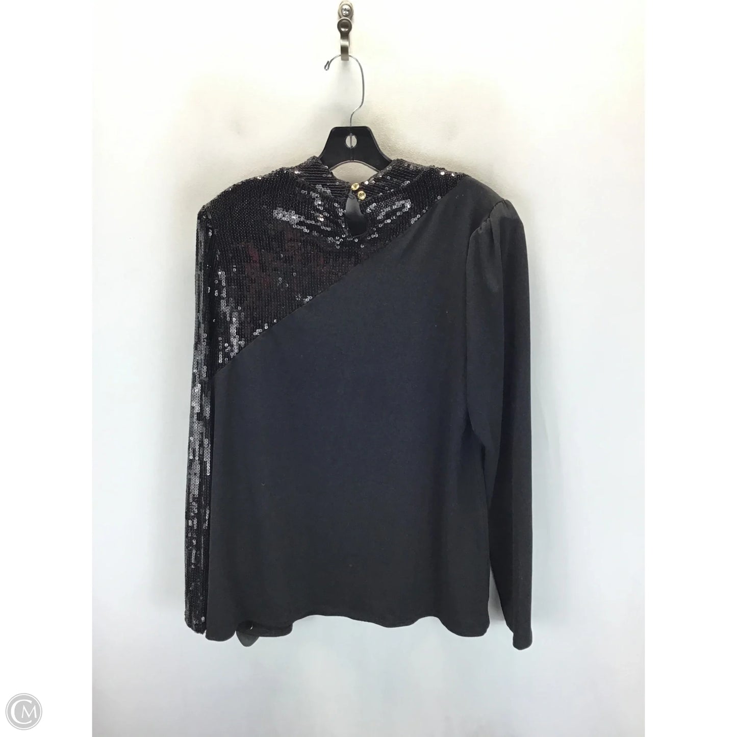 Top Long Sleeve By H For Halston In Black, Size: L