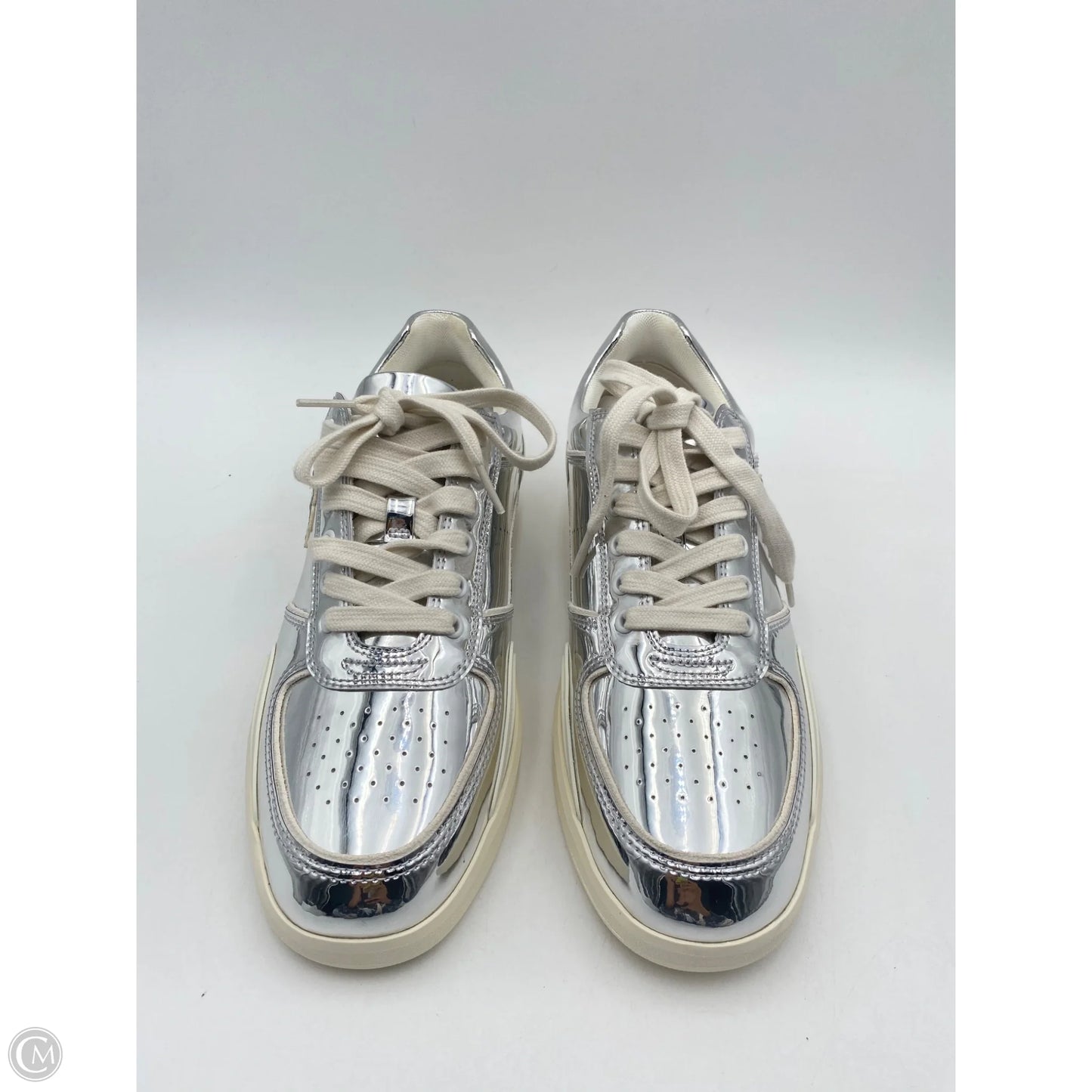 Shoes Designer By Tory Burch In Silver & White, Size: 9.5