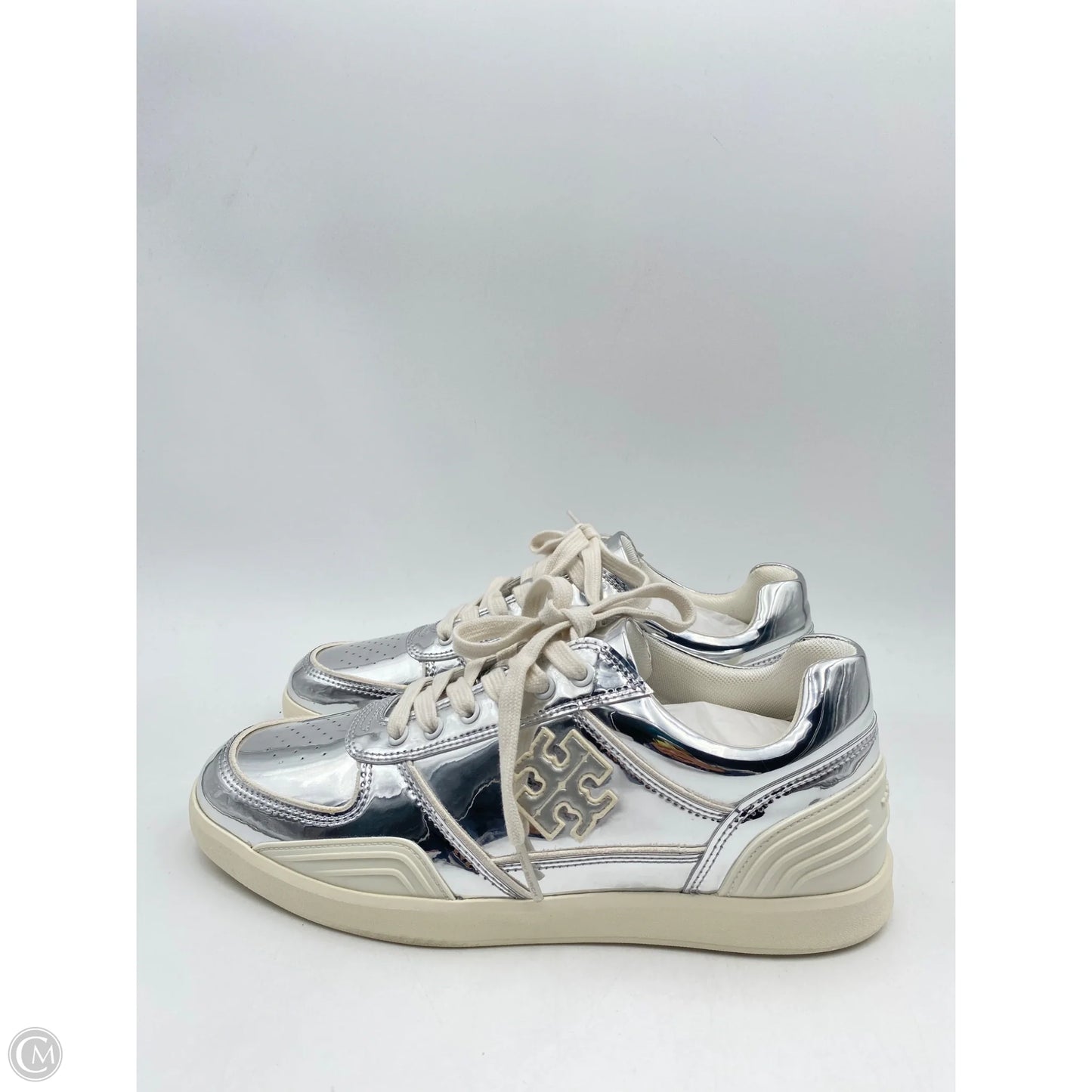 Shoes Designer By Tory Burch In Silver & White, Size: 9.5