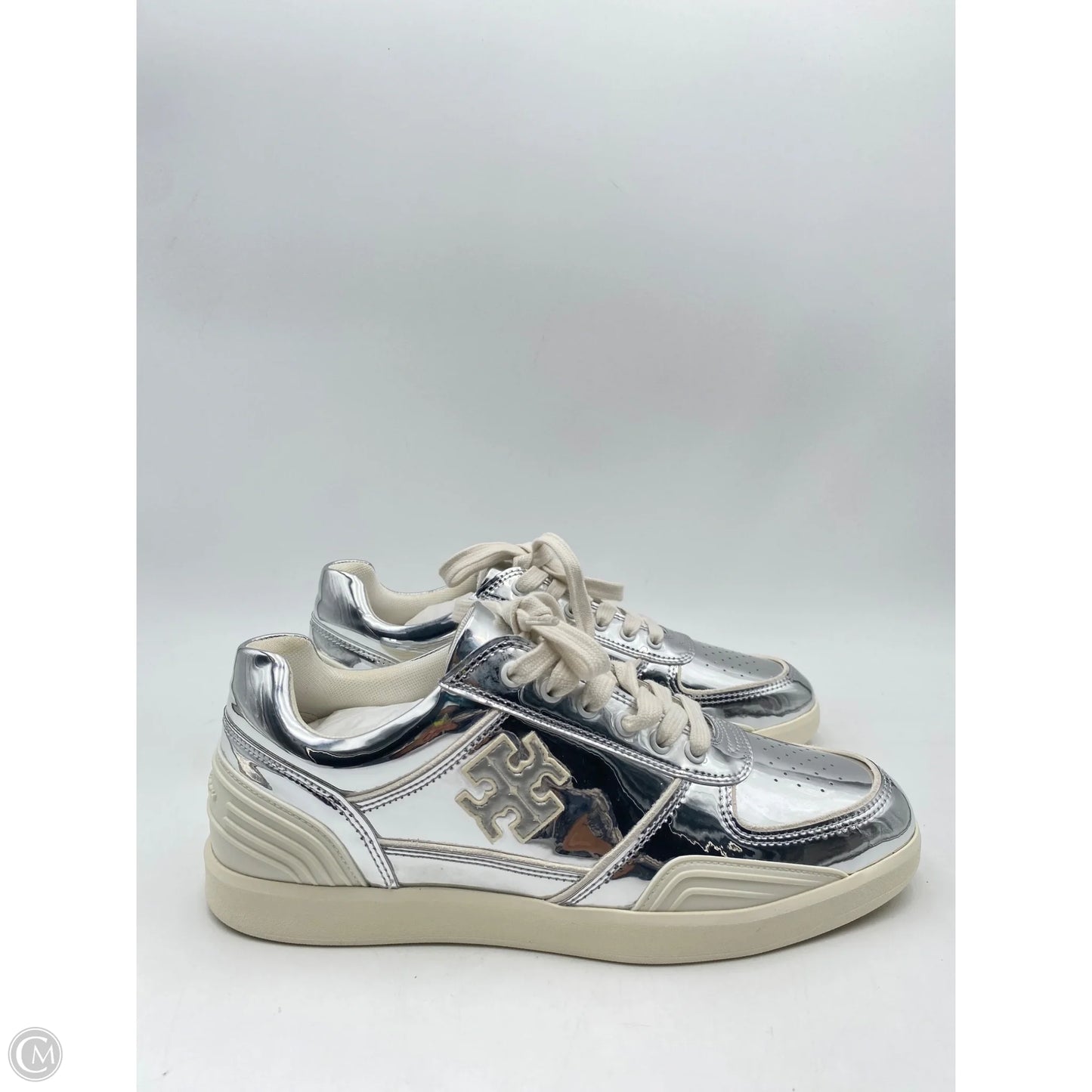 Shoes Designer By Tory Burch In Silver & White, Size: 9.5
