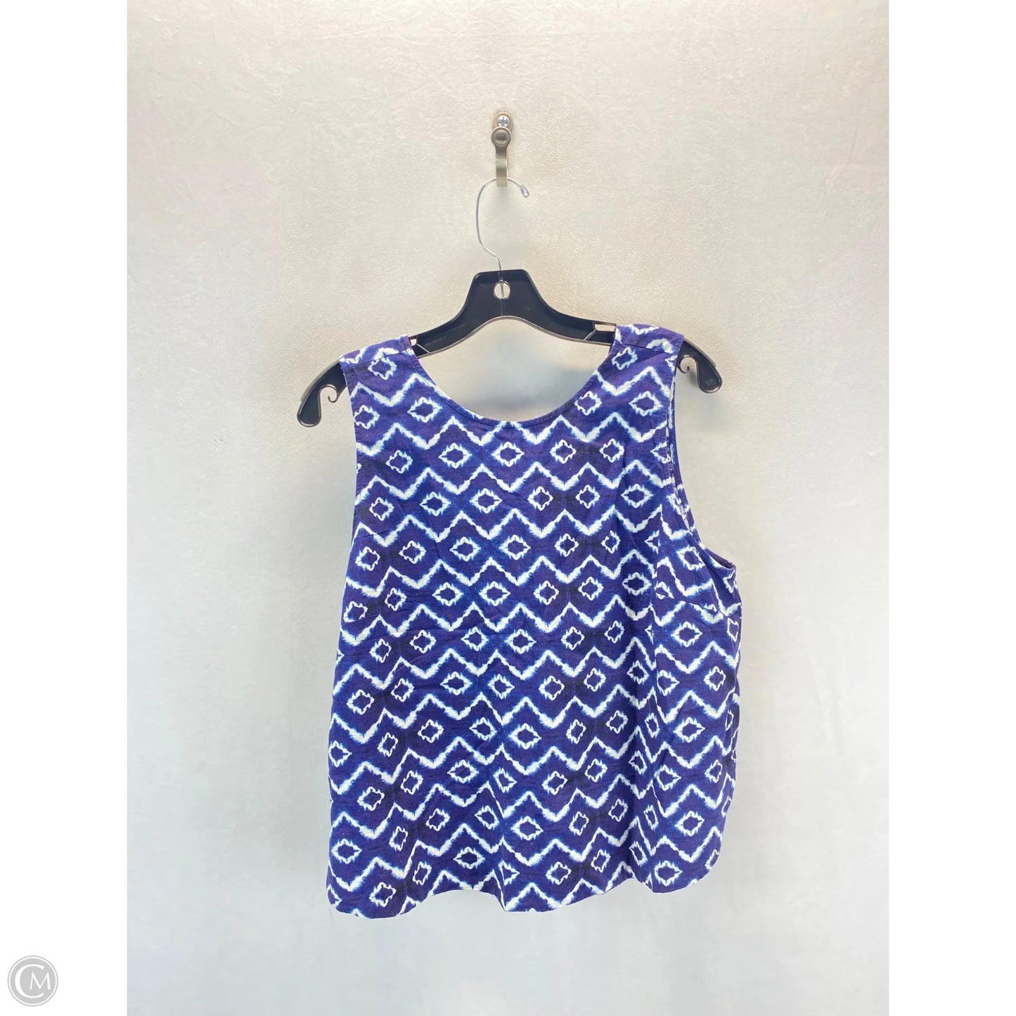 Top Sleeveless By Loft In Blue & White, Size: M