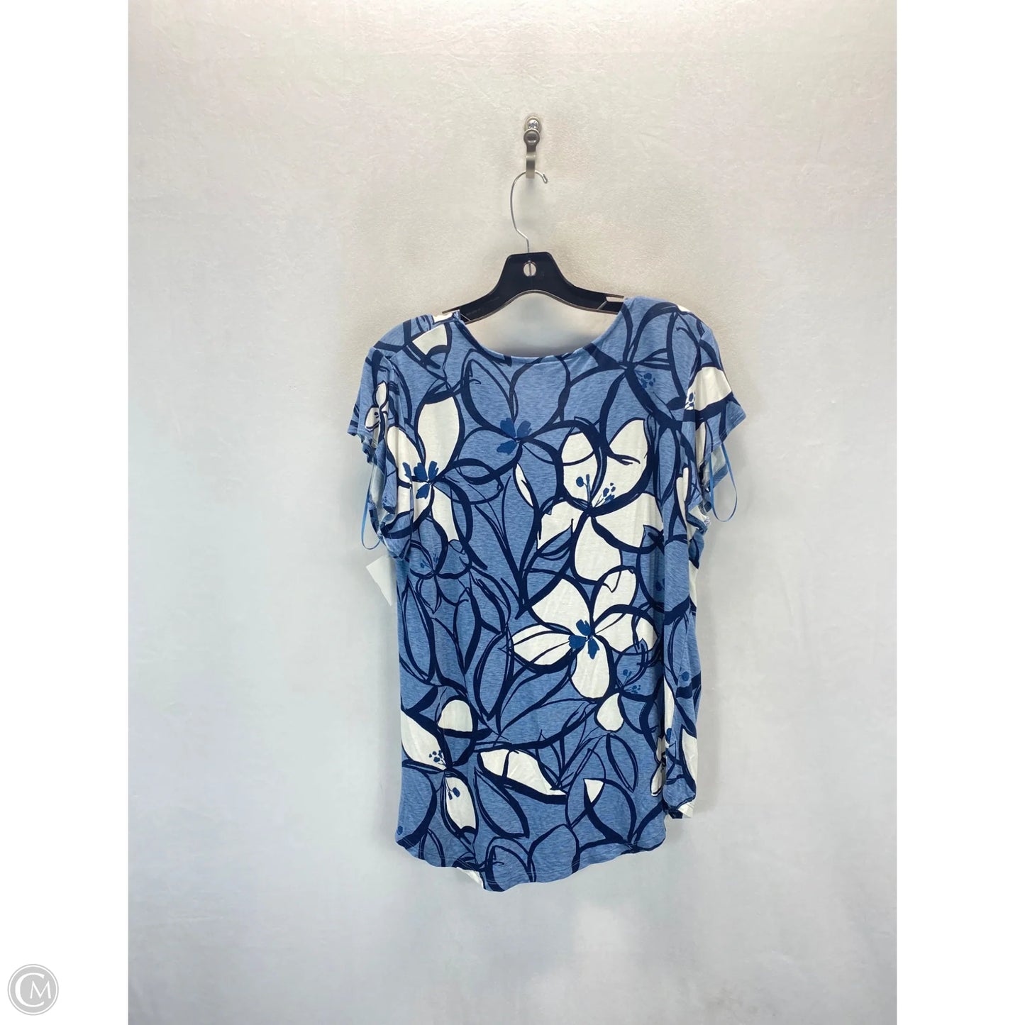 Top Sleeveless By Liz Claiborne In Blue & White, Size: L