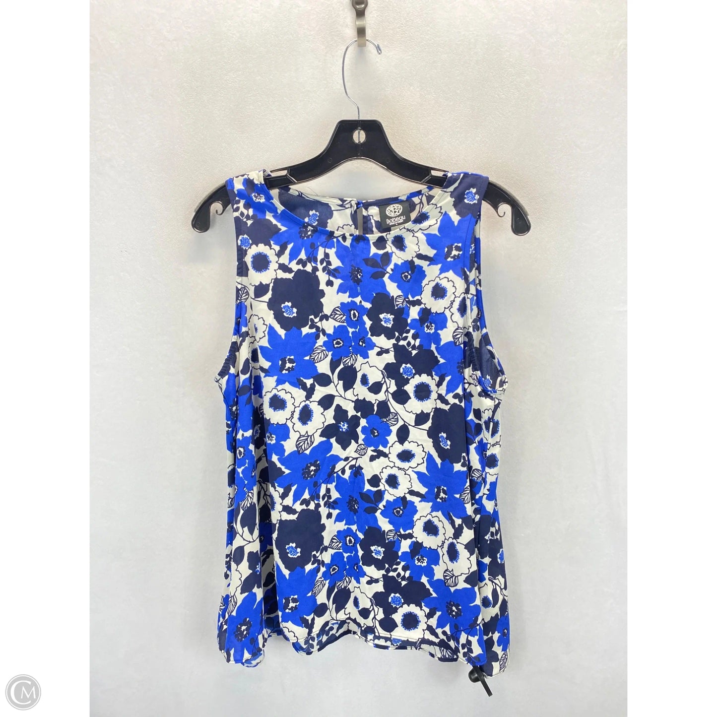 Top Sleeveless By Bobeau In Blue & White, Size: L