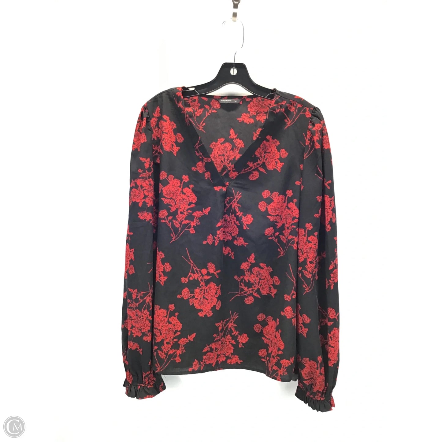 Top Long Sleeve By Shein In Black & Red, Size: 1x