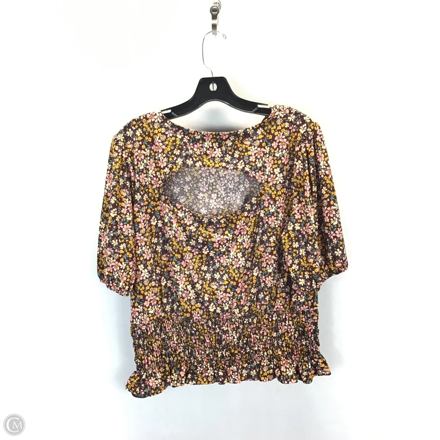 Top Short Sleeve By Auw In Floral Print, Size: Xl