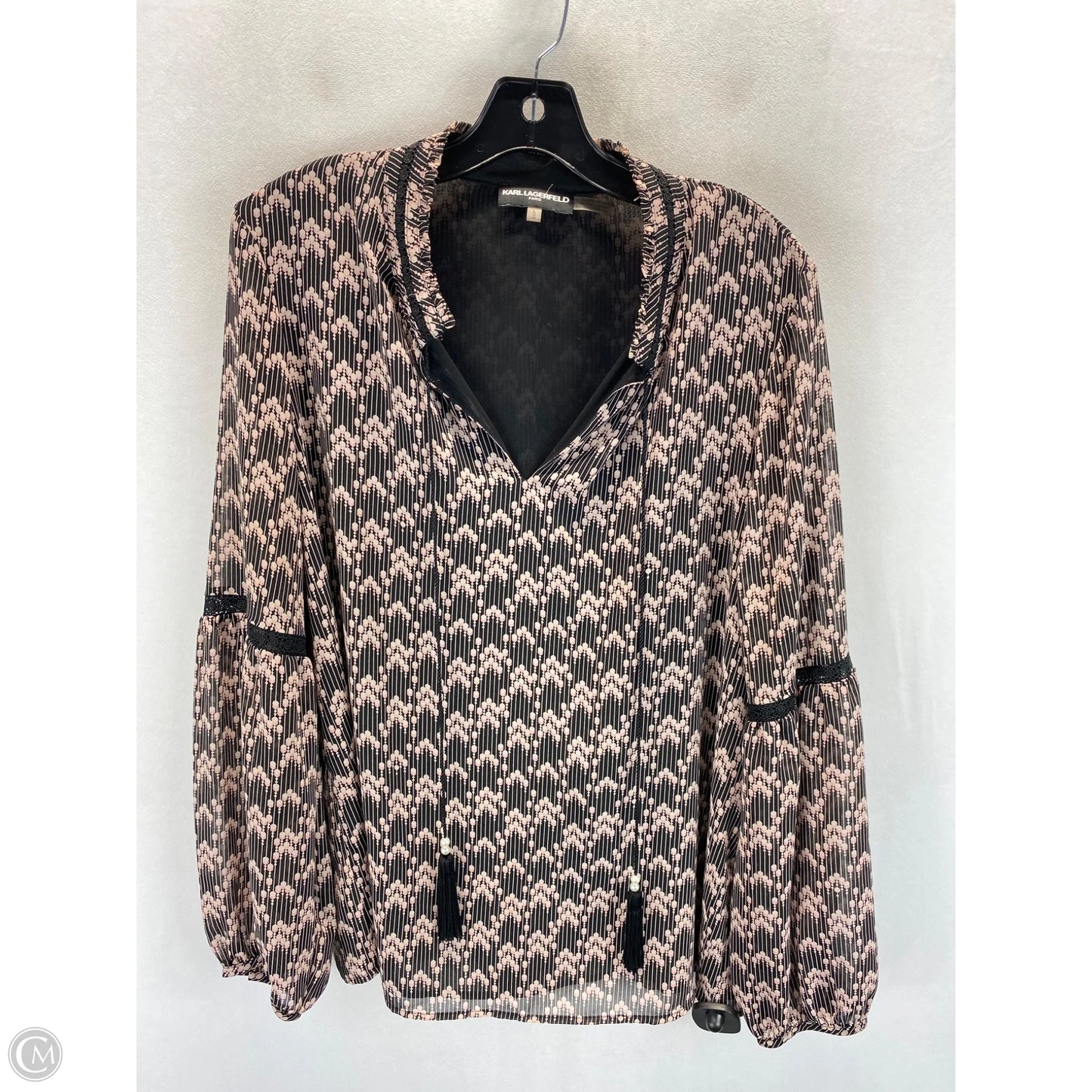 Top Long Sleeve Designer By Karl Lagerfeld In Multi-colored, Size: L
