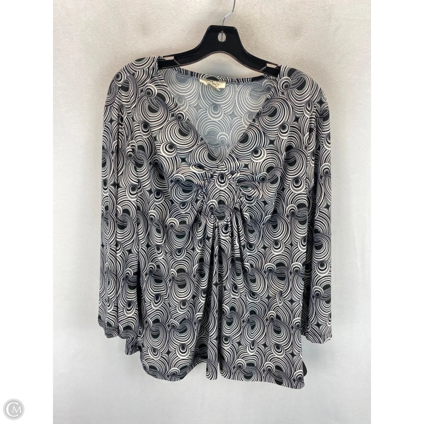 Top 3/4 Sleeve By Clothes Mentor In Black & White, Size: 22