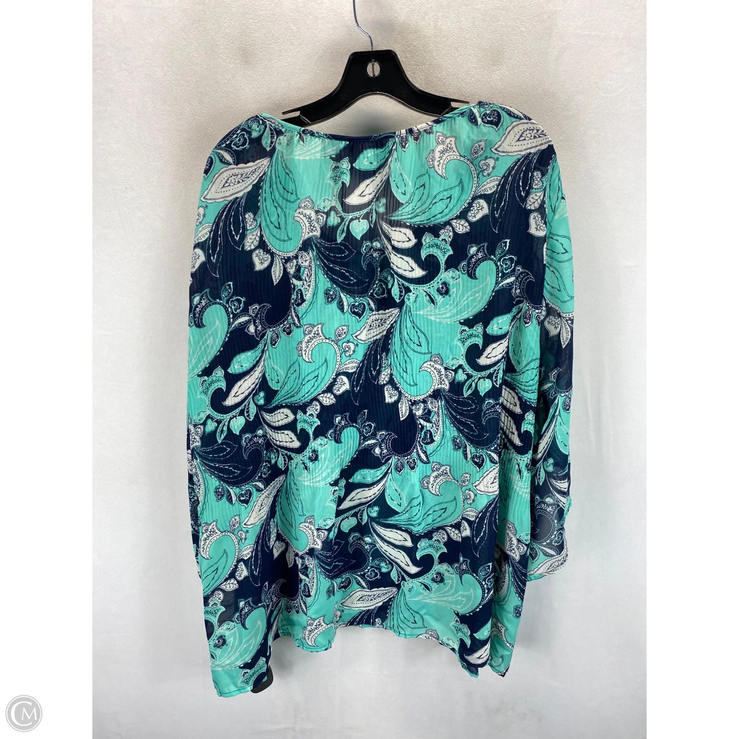 Top 3/4 Sleeve By Catherines In Blue & Green, Size: 1x