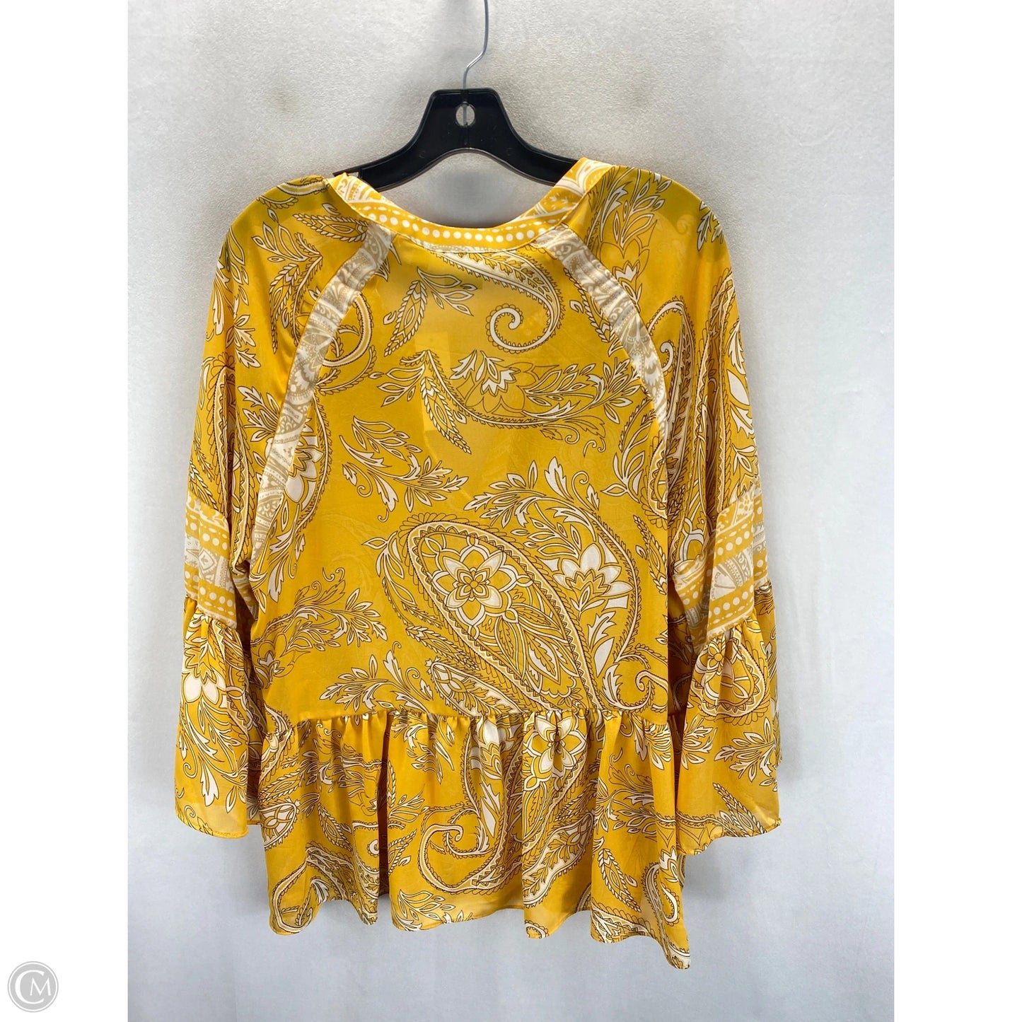 Top 3/4 Sleeve By New York And Co In Yellow Denim, Size: L