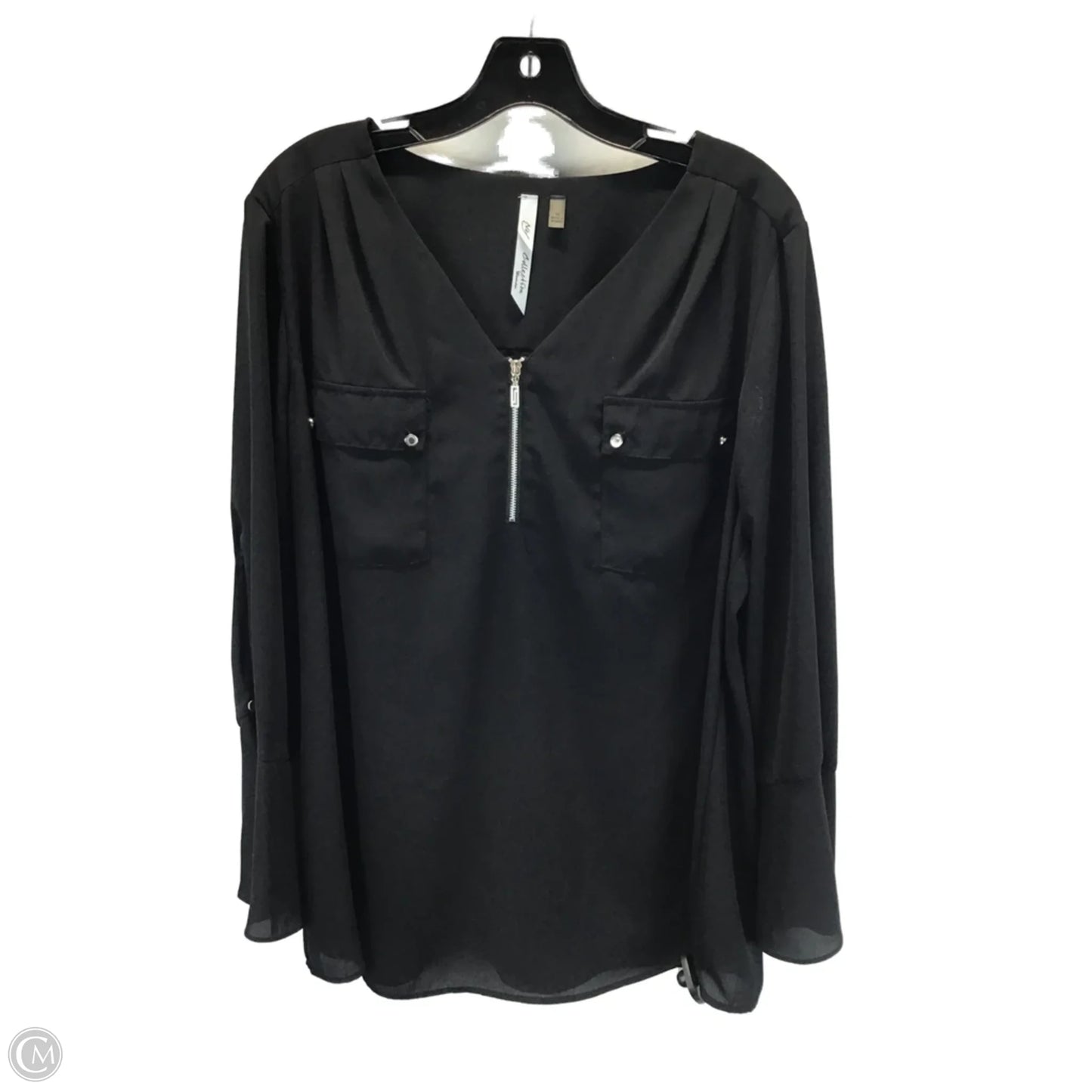 Top Long Sleeve By Ny Collection In Black, Size: 1x
