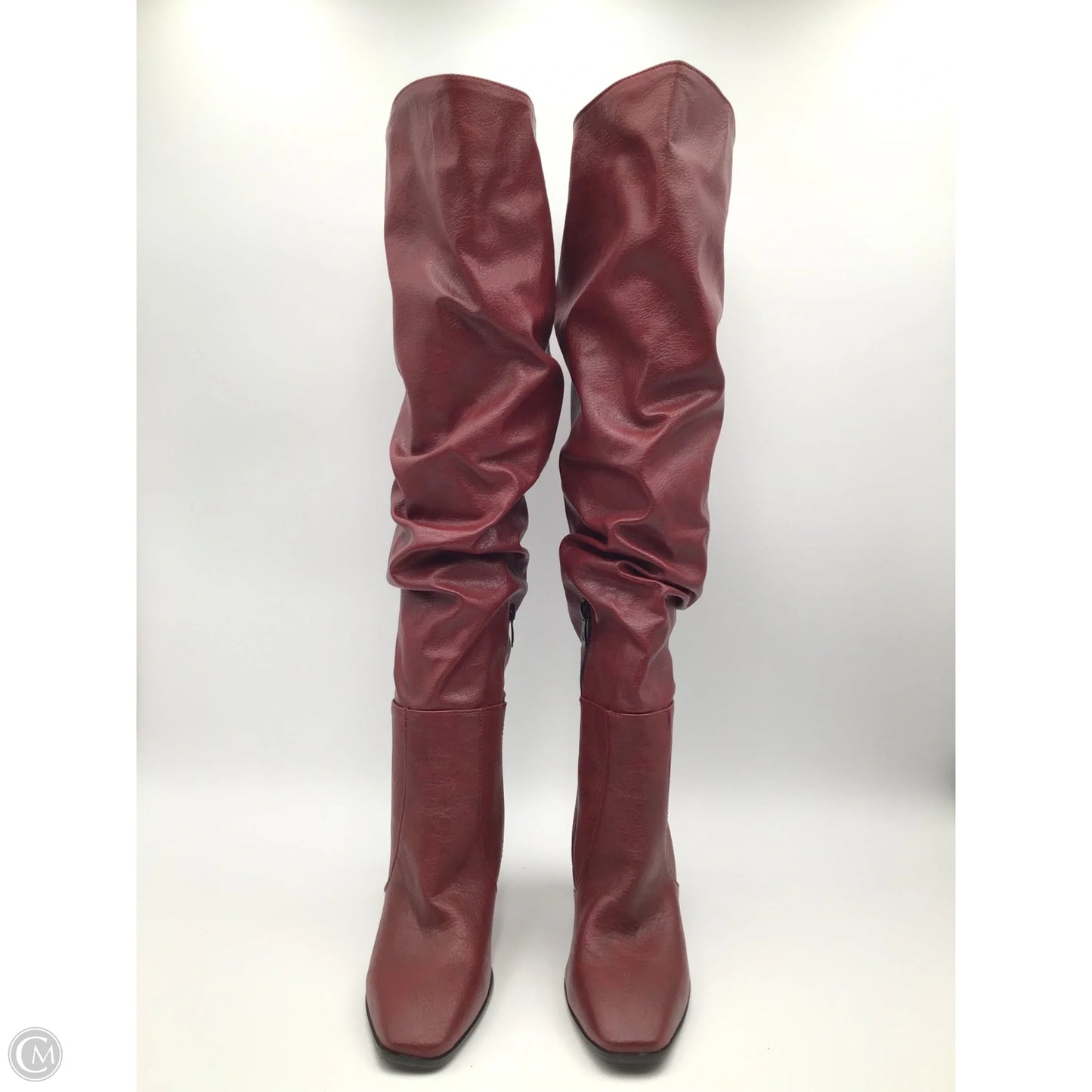 Boots Knee Heels By Clothes Mentor In Red, Size: 11.5