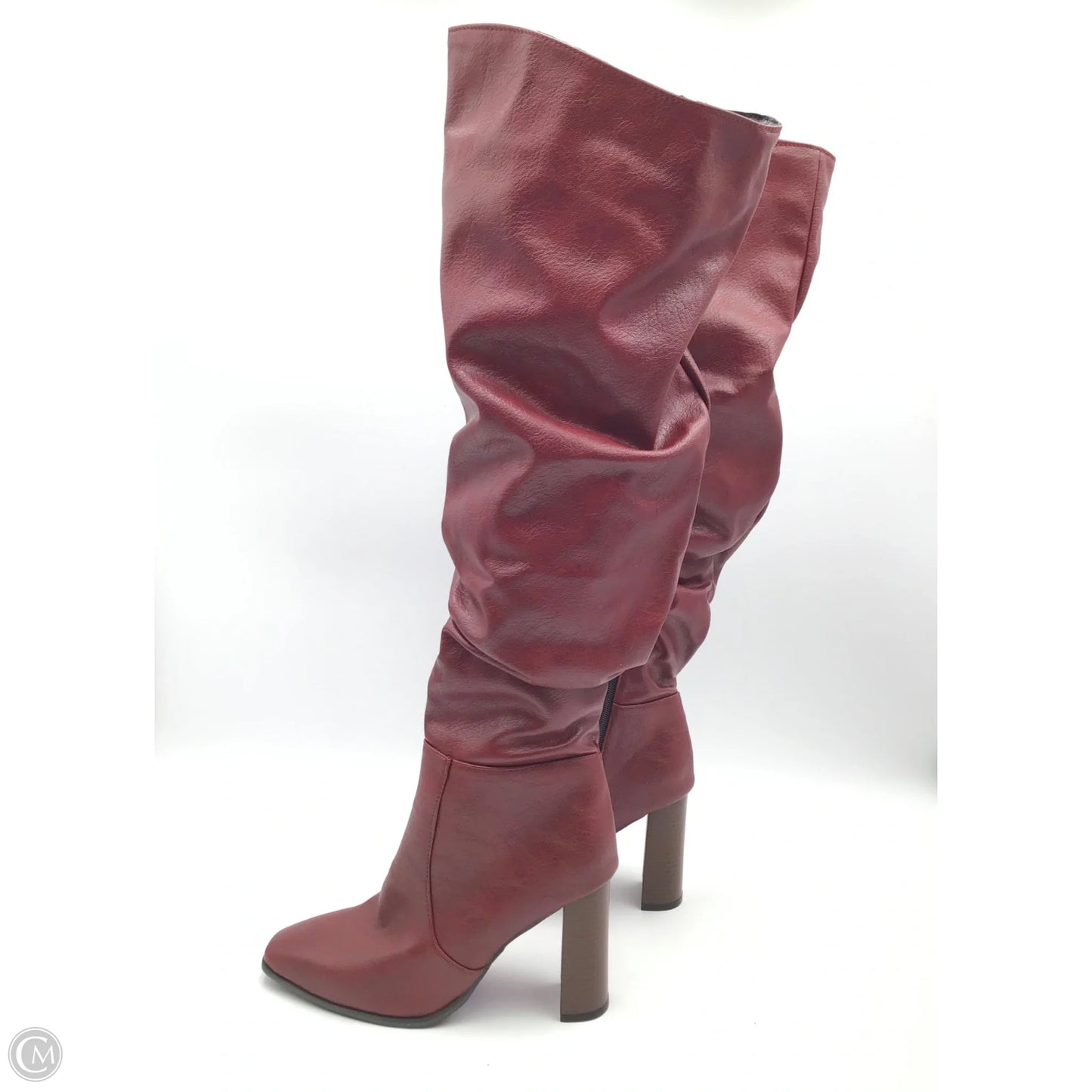 Boots Knee Heels By Clothes Mentor In Red, Size: 11.5