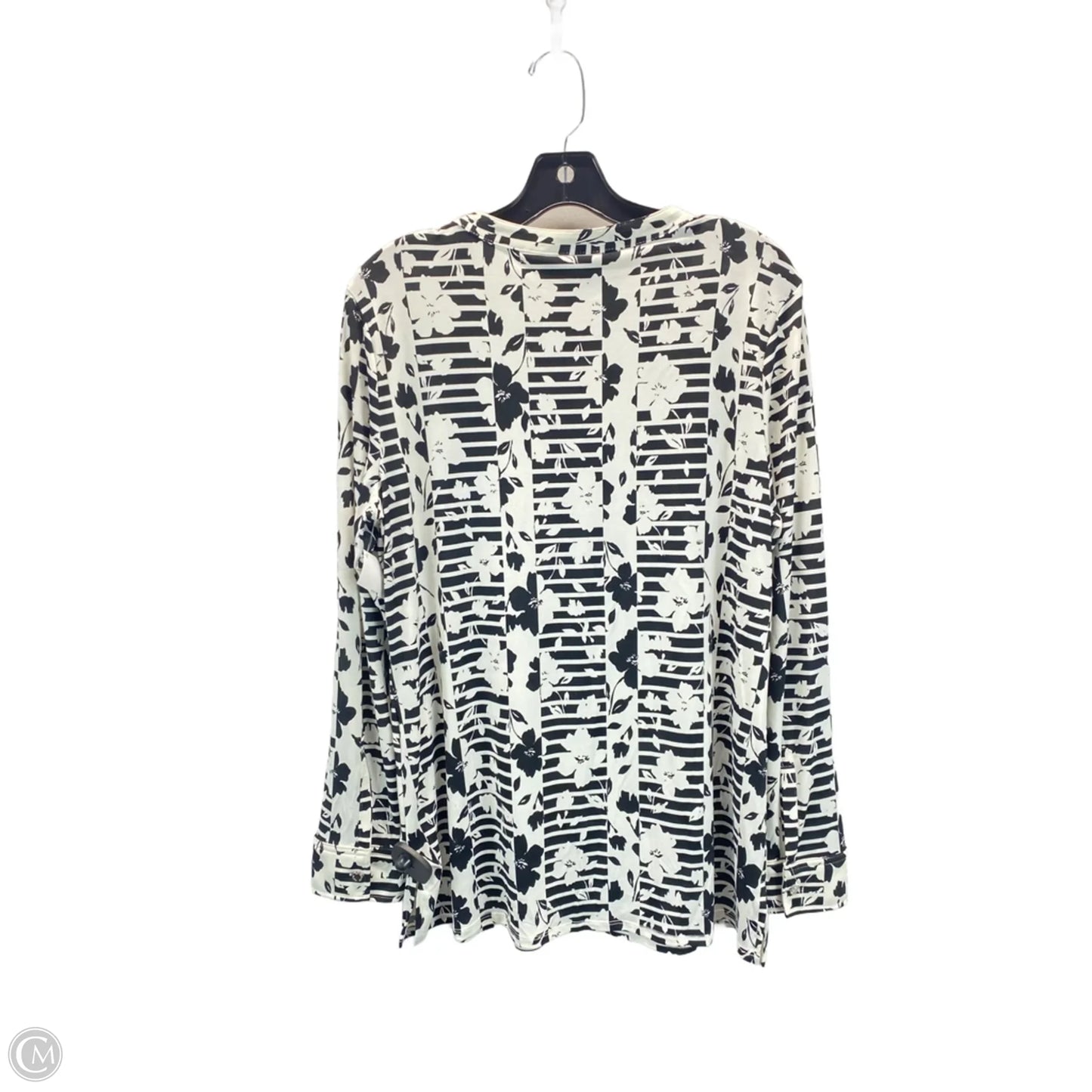 Top Long Sleeve By Dana Buchman In Black & White, Size: L