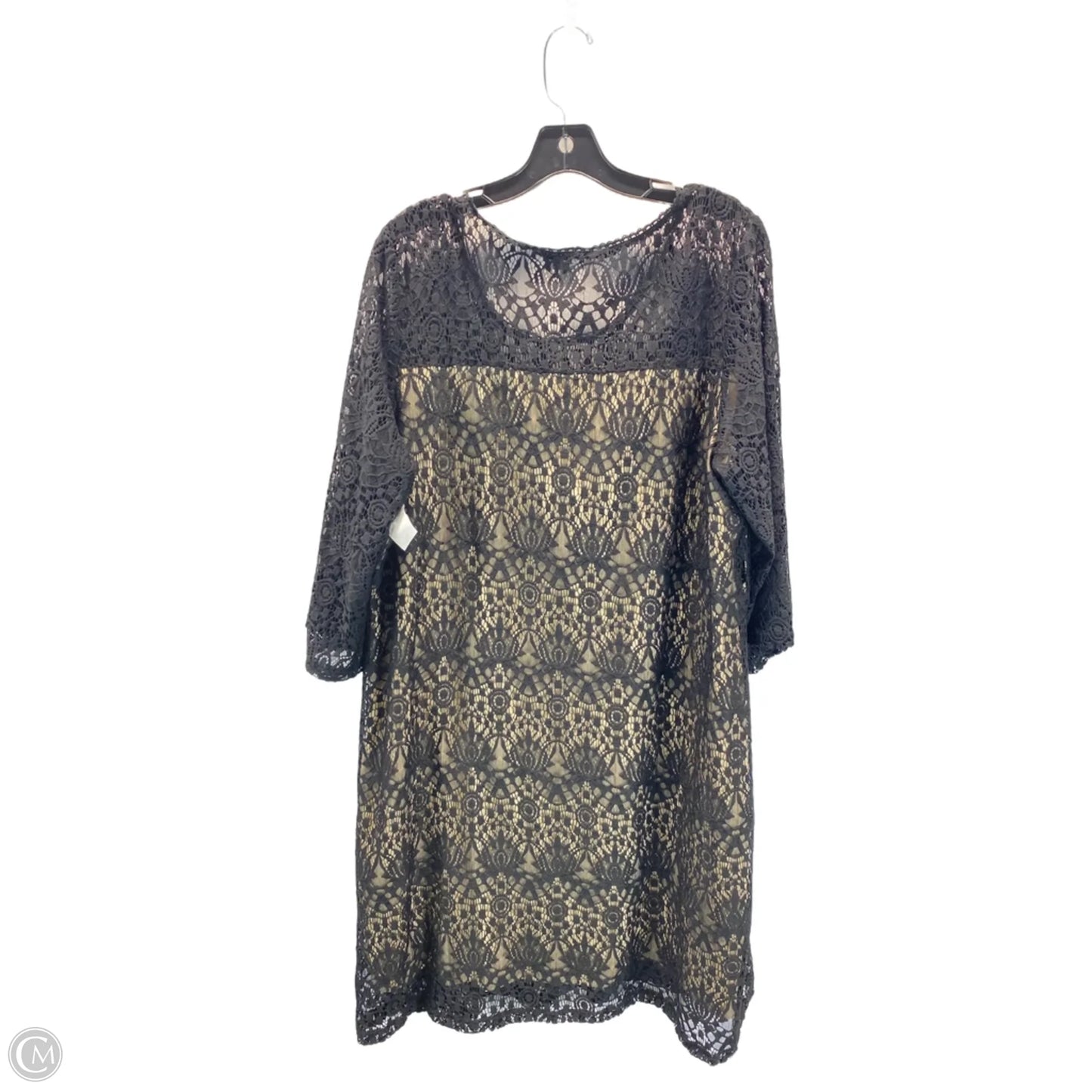 Dress Casual Midi By Avenue In Black & Tan, Size: 2x