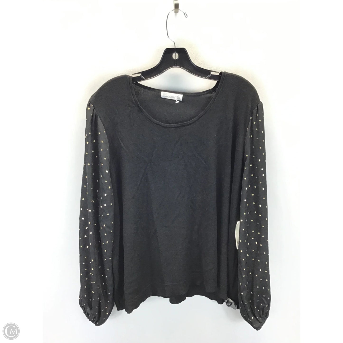 Top Long Sleeve By 89th And Madison In Black & Gold, Size: 1x