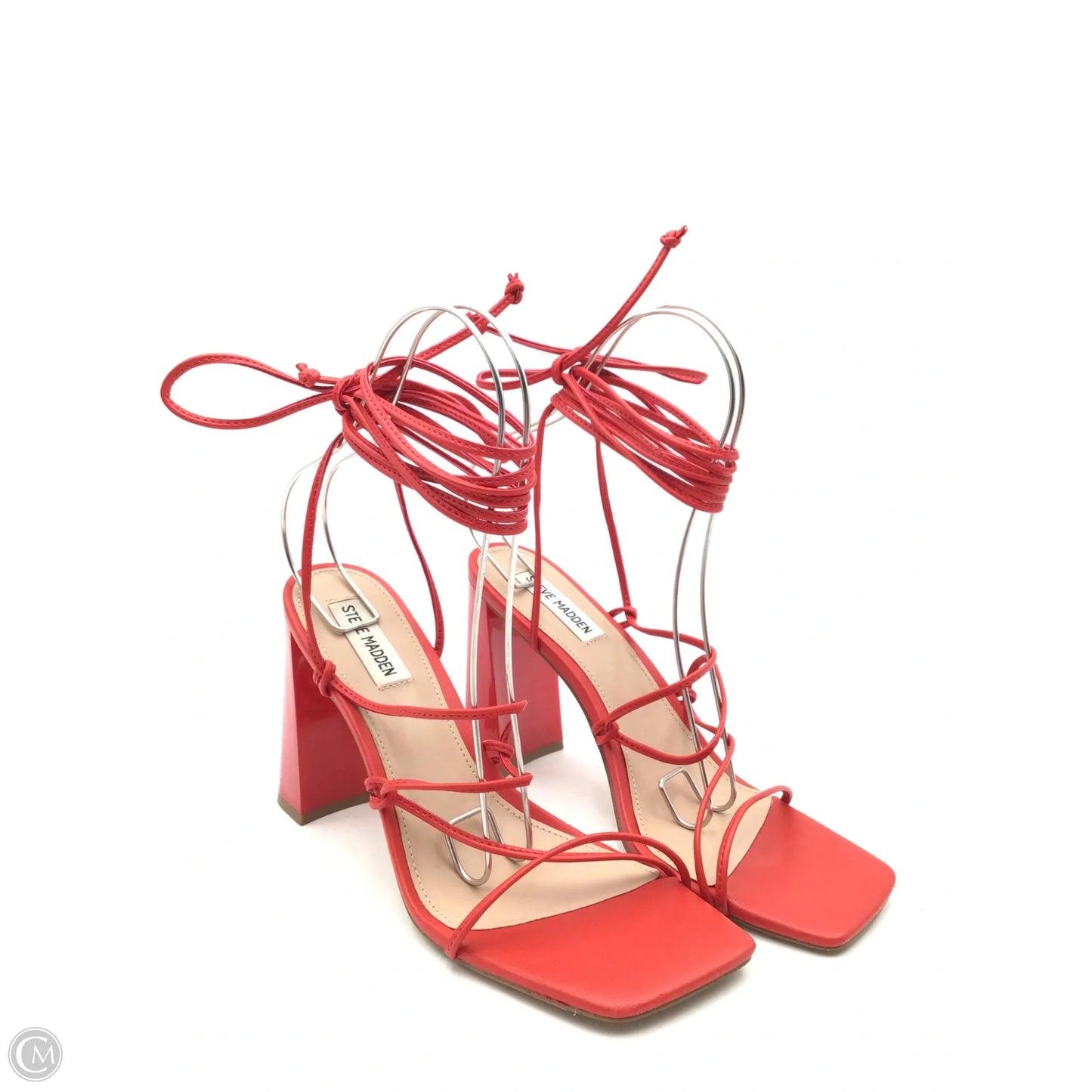 Sandals Heels Block By Steve Madden In Red, Size: 9.5