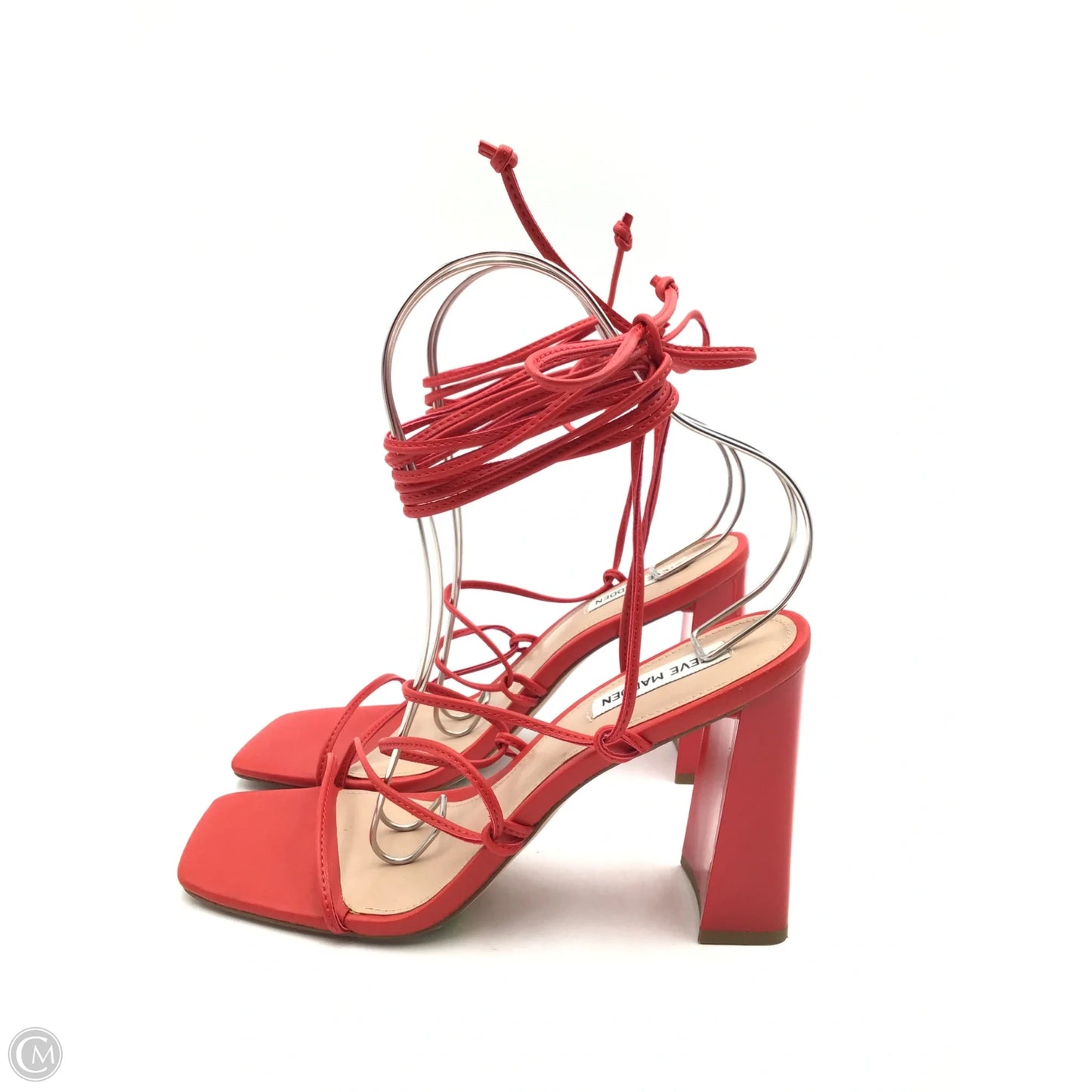 Sandals Heels Block By Steve Madden In Red, Size: 9.5