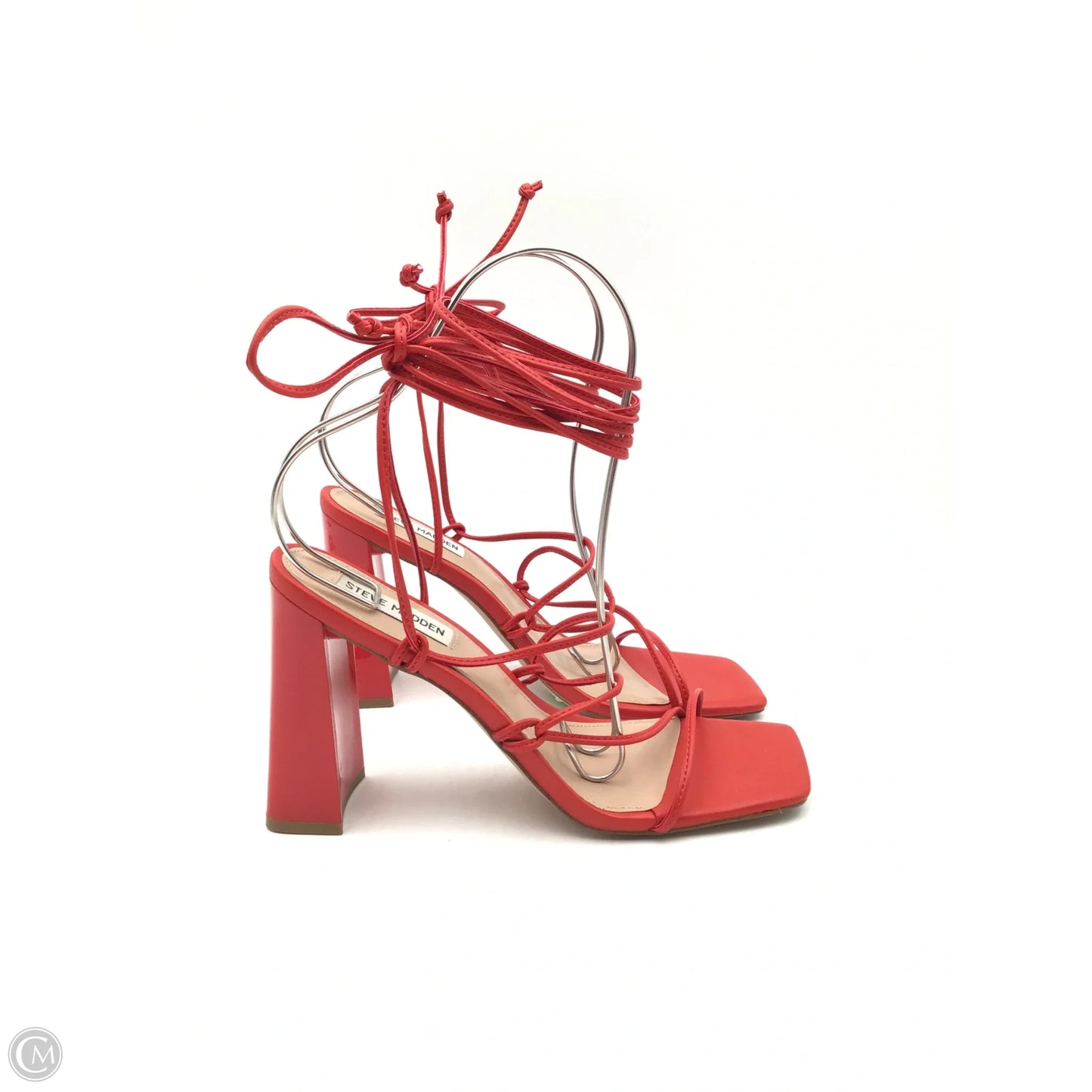 Sandals Heels Block By Steve Madden In Red, Size: 9.5
