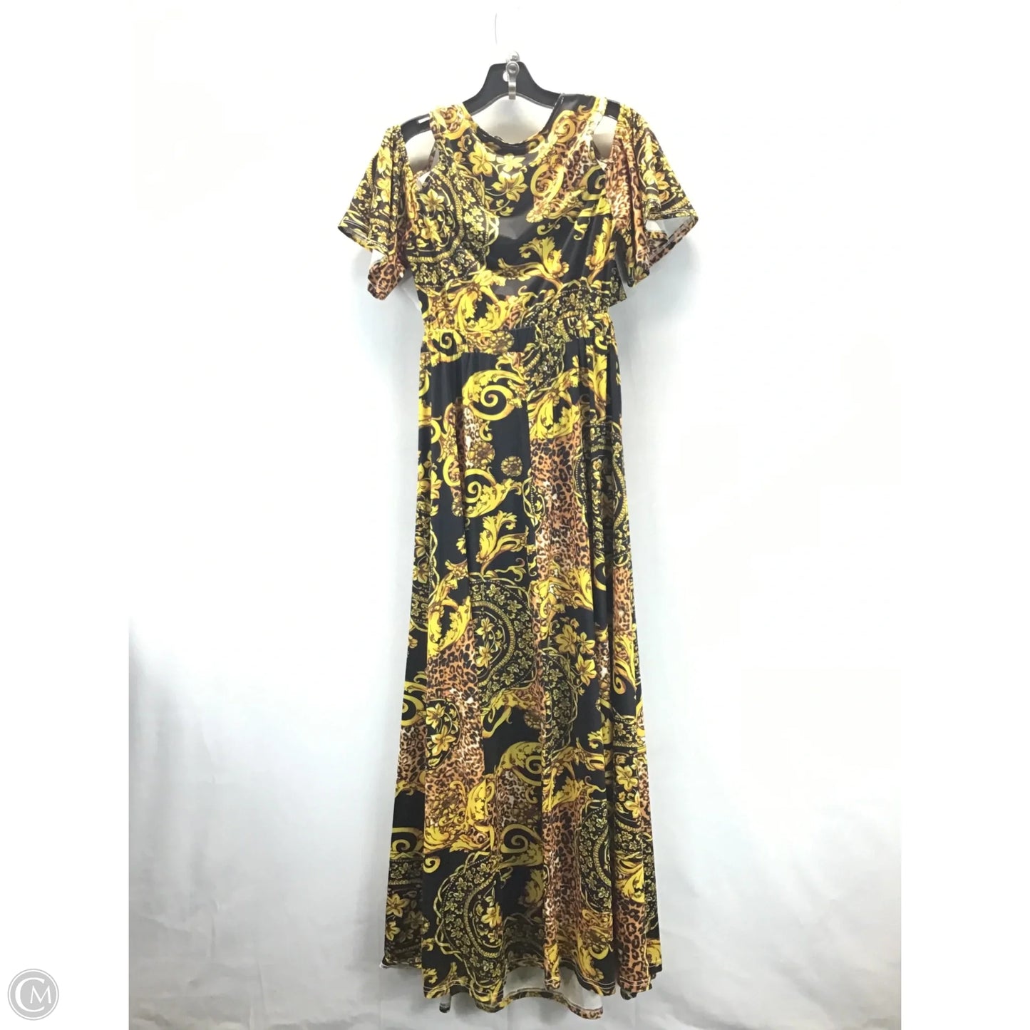 Dress Casual Maxi By Clothes Mentor In Black & Gold, Size: M