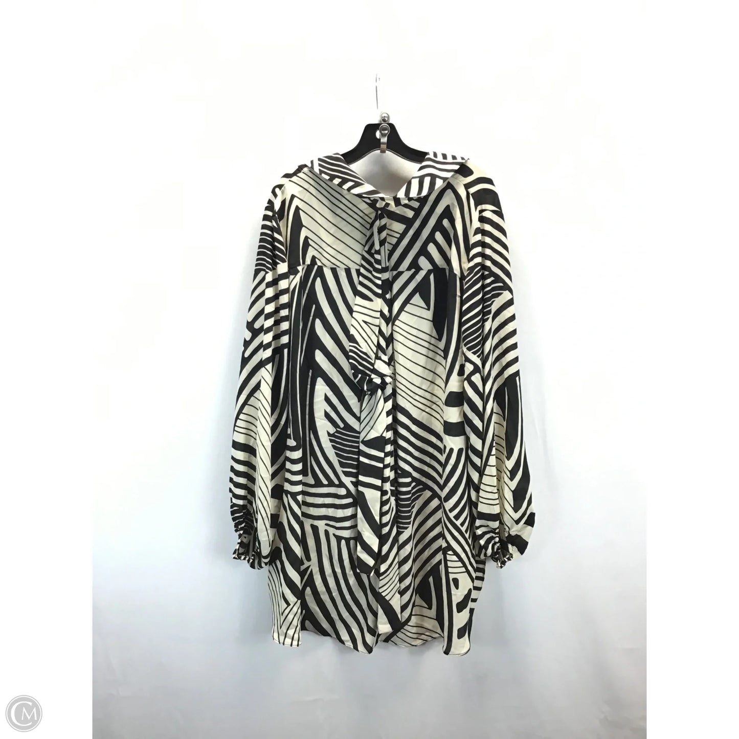 Tunic Long Sleeve By Dennis Basso Qvc In Black & Cream, Size: 2x