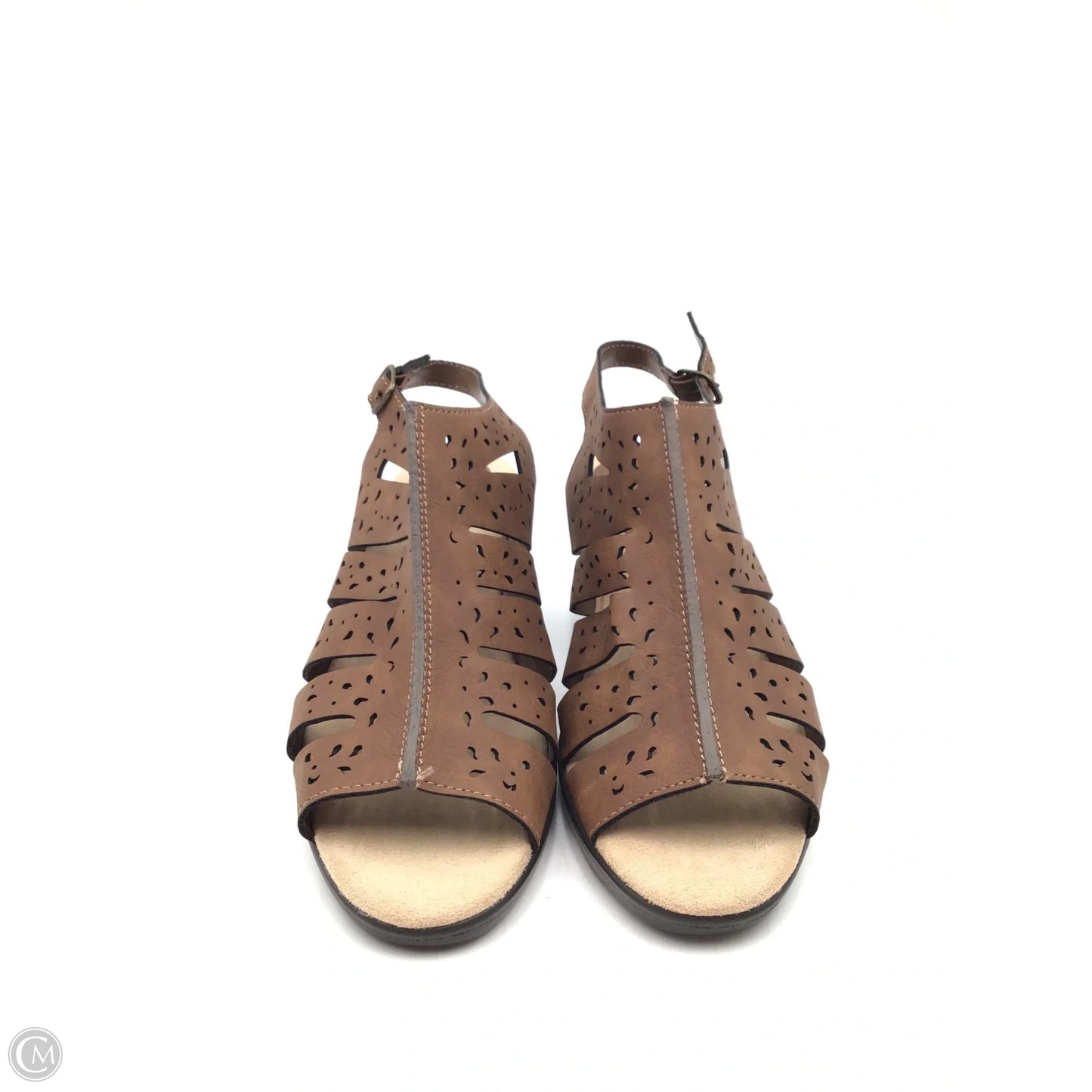 Sandals Heels Block By Clothes Mentor In Brown, Size: 10