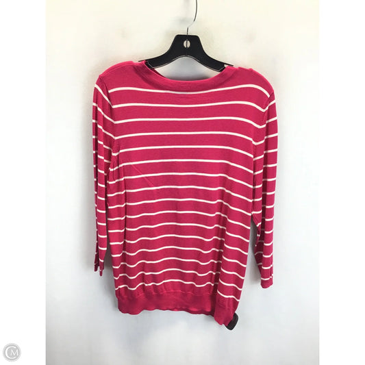 Top Long Sleeve By Talbots In Pink & White, Size: Xl