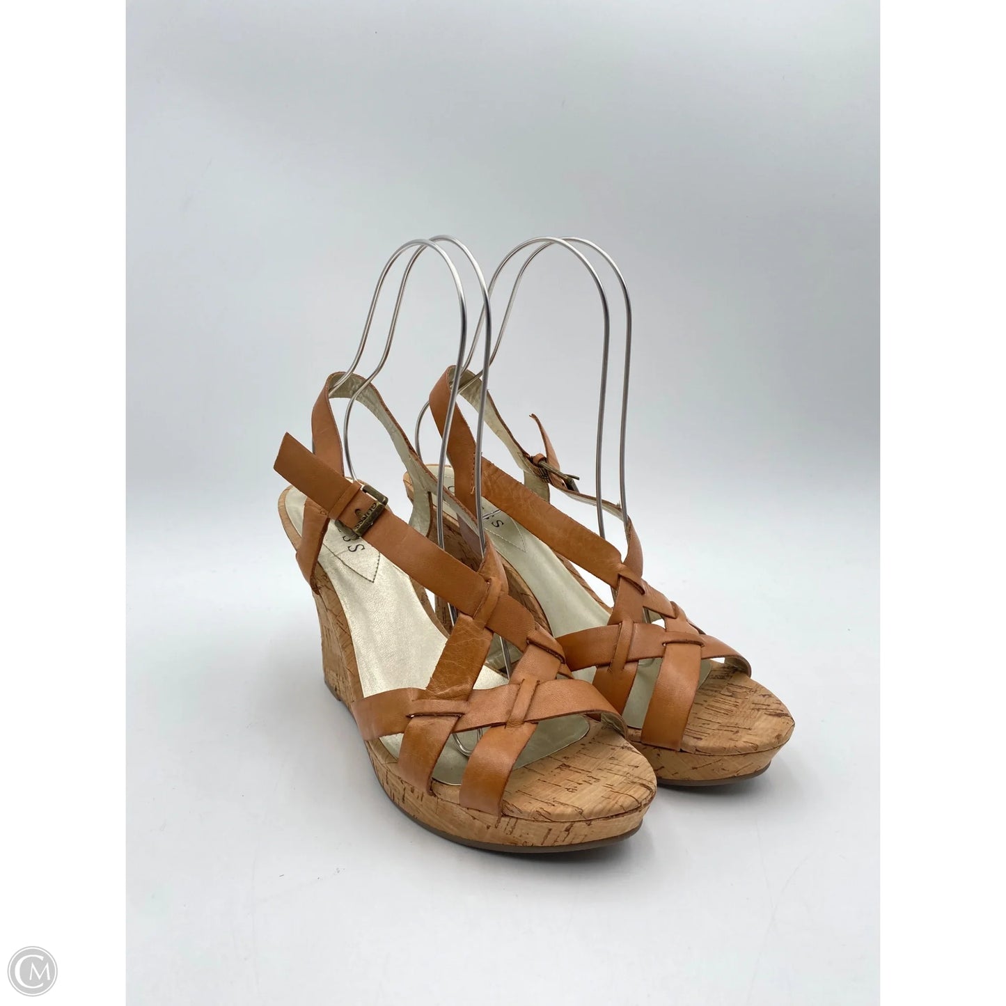 Sandals Heels Wedge By Guess In Tan, Size: 9.5