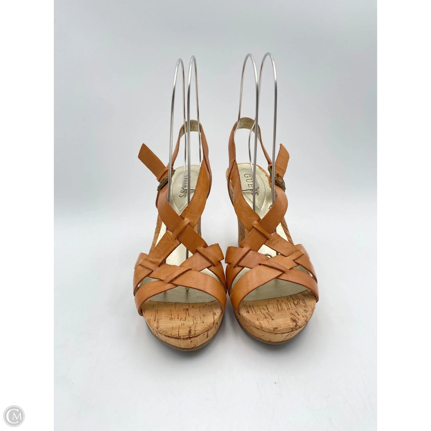 Sandals Heels Wedge By Guess In Tan, Size: 9.5