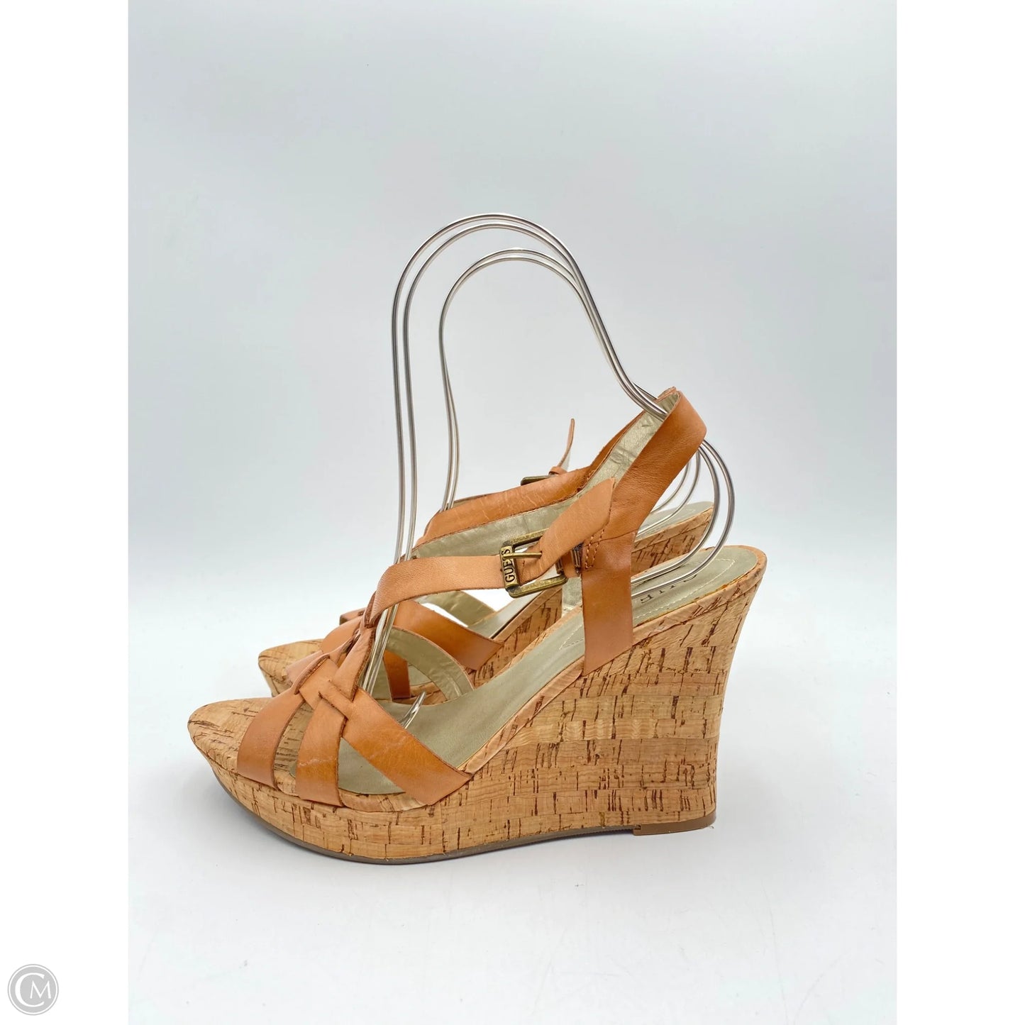 Sandals Heels Wedge By Guess In Tan, Size: 9.5