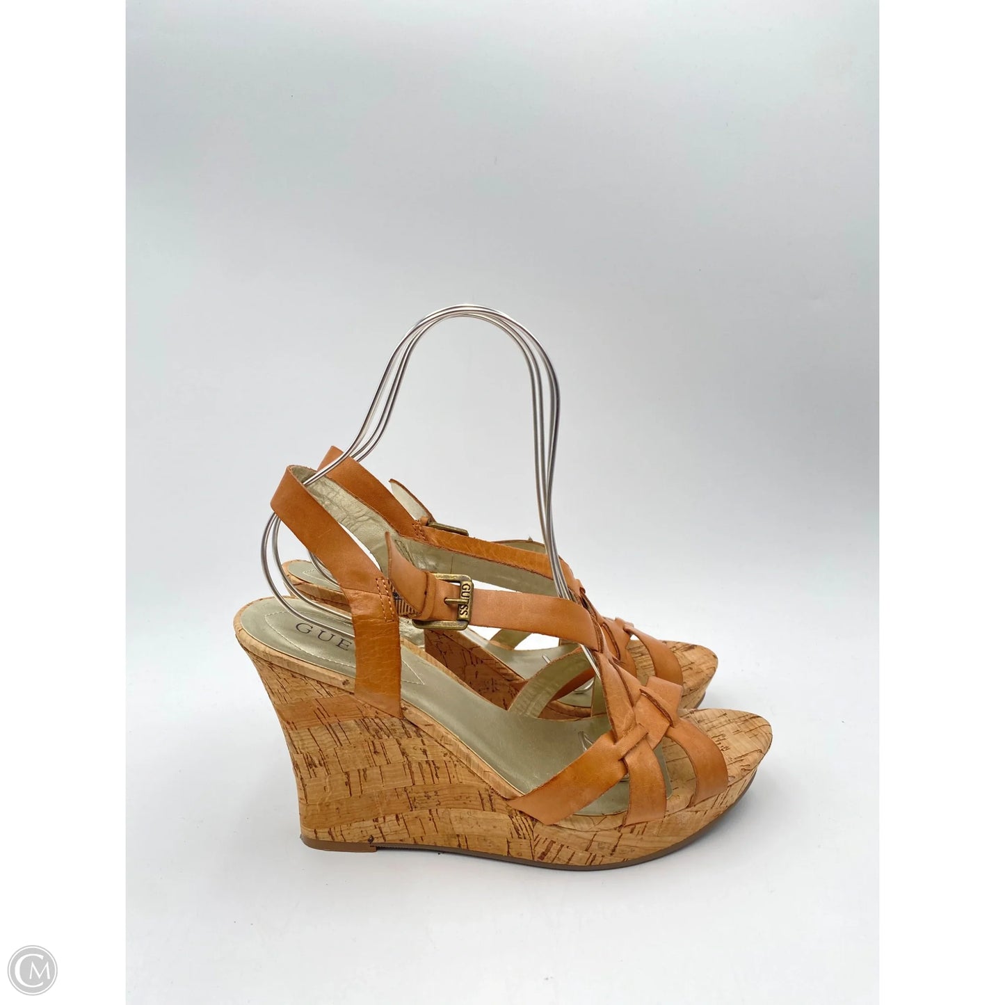 Sandals Heels Wedge By Guess In Tan, Size: 9.5