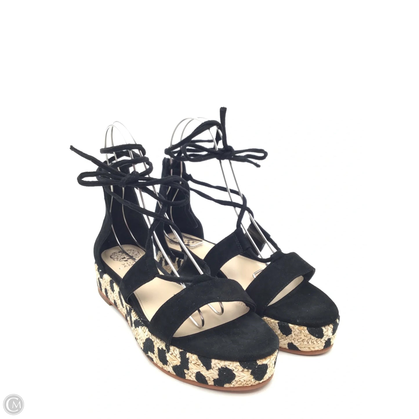 Sandals Heels Platform By Vince Camuto In Black & Tan, Size: 10