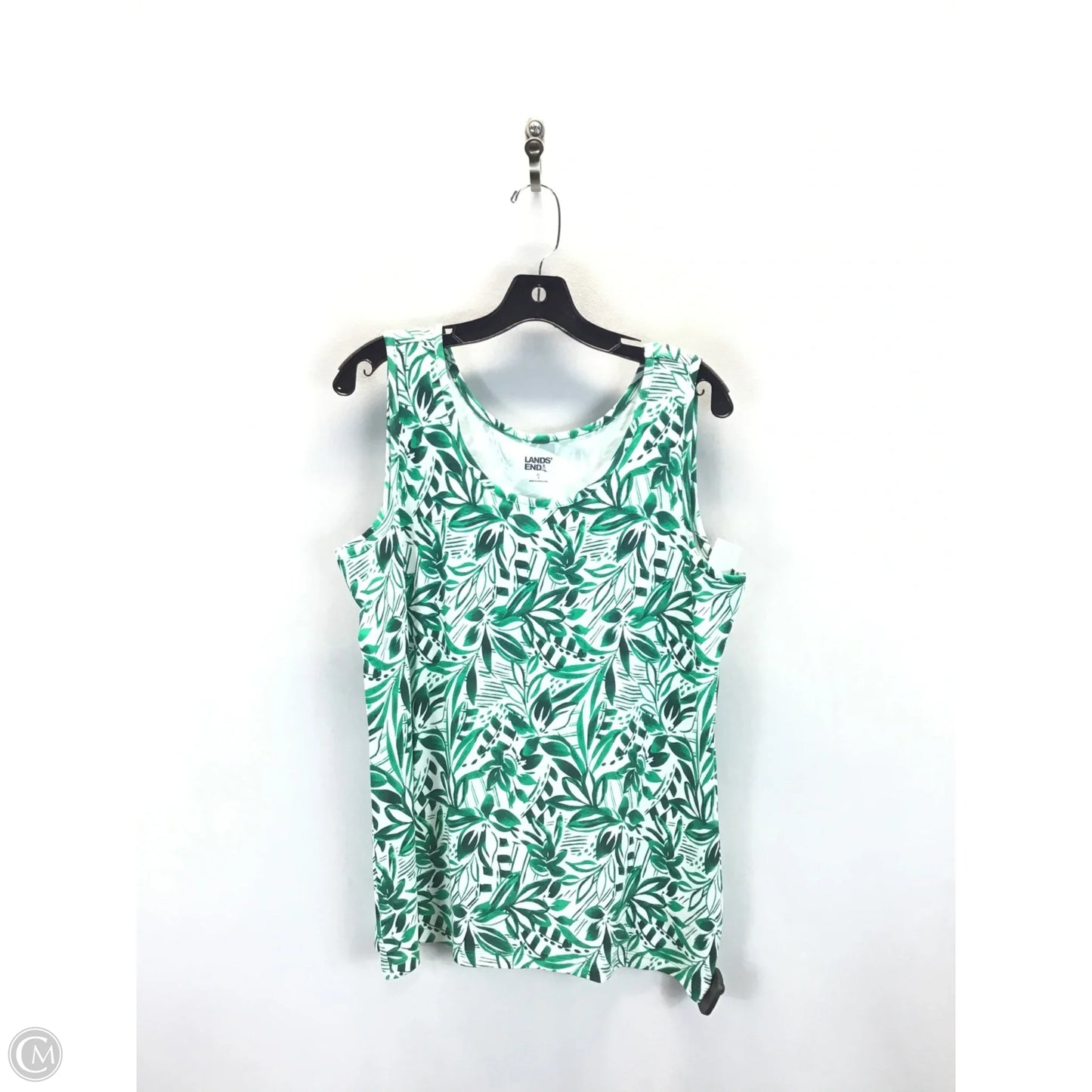Tank Top By Lands End In Green & White, Size: Xl