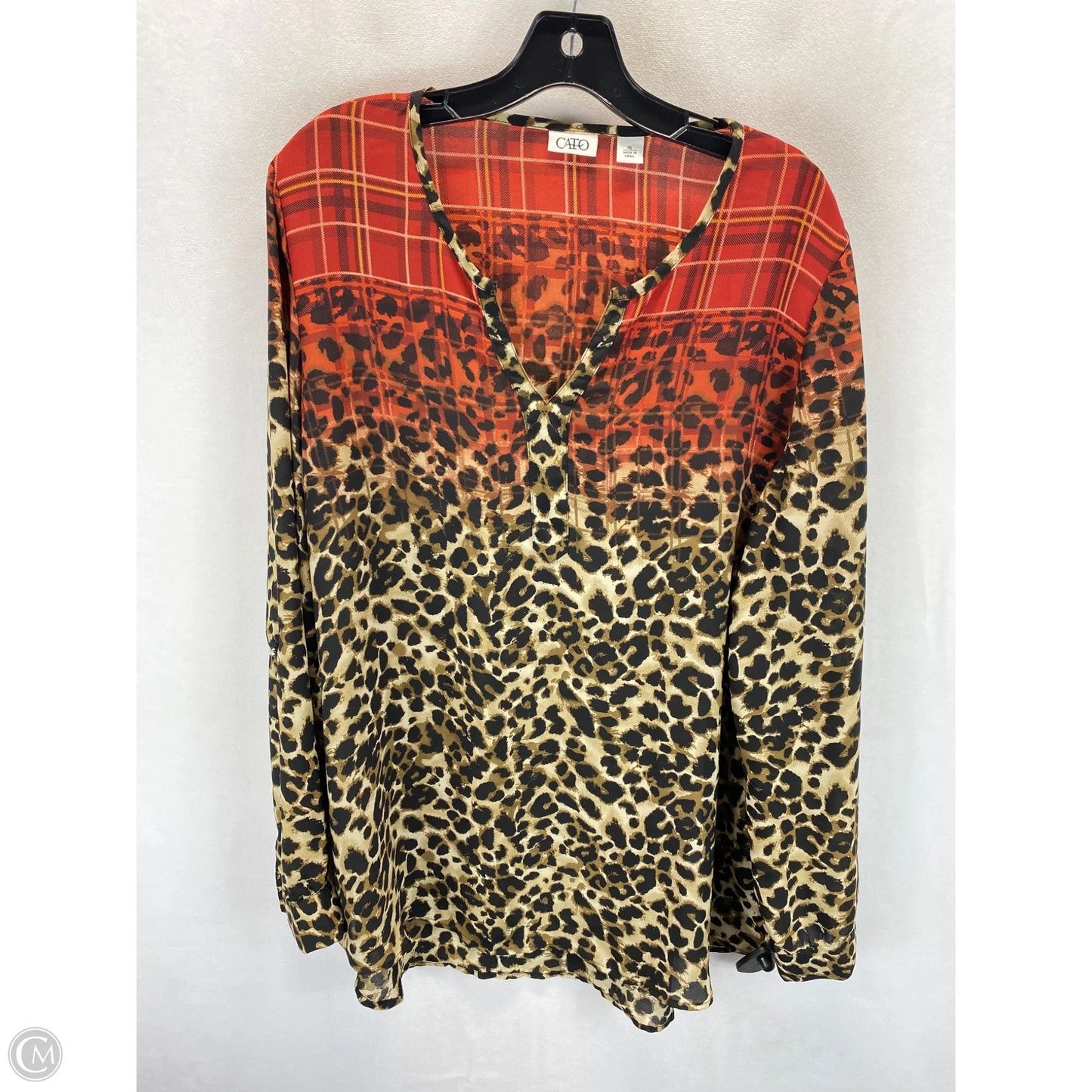 Tunic Long Sleeve By Cato In Animal Print, Size: Xl