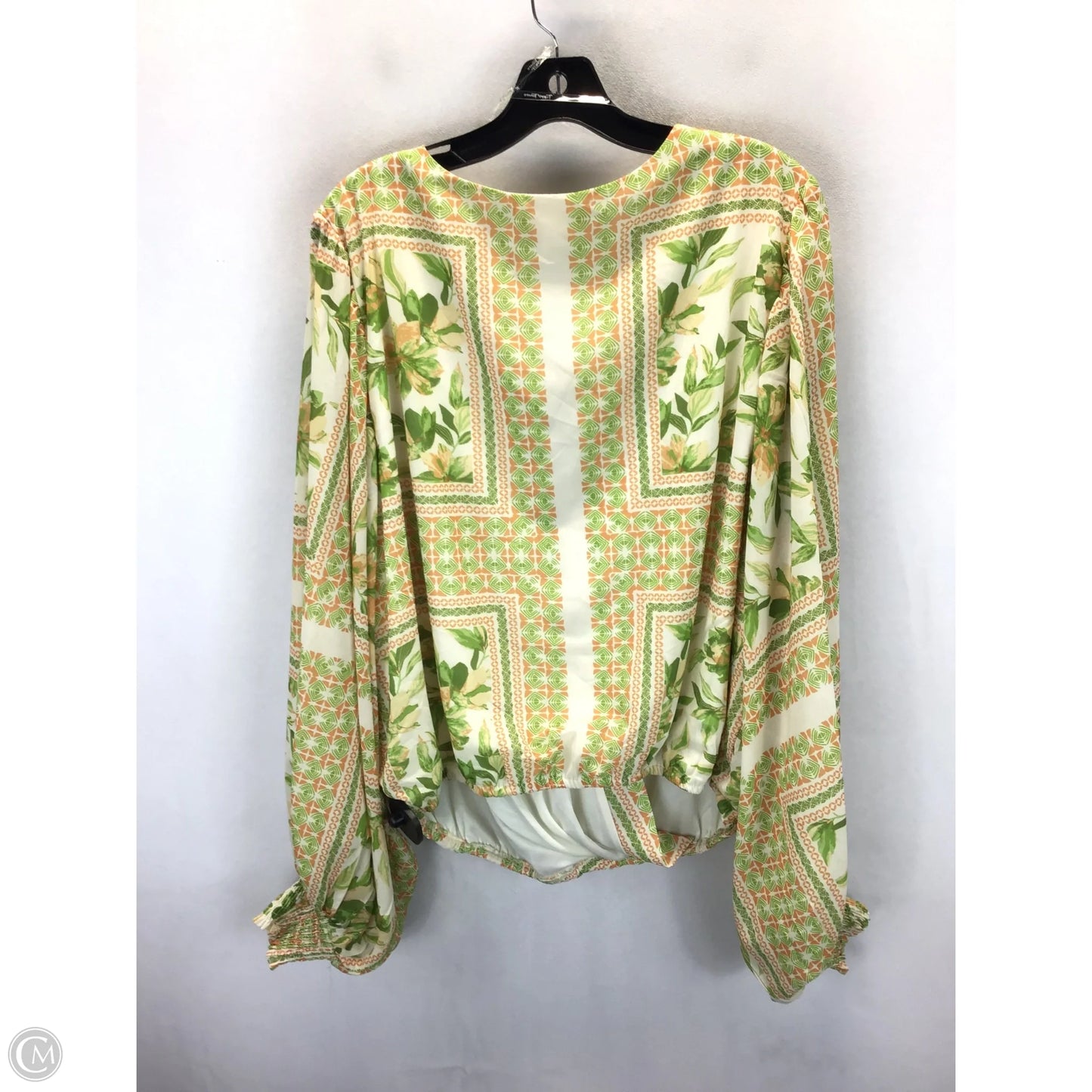 Top Long Sleeve By Flying Tomato In Green & Orange, Size: 2x
