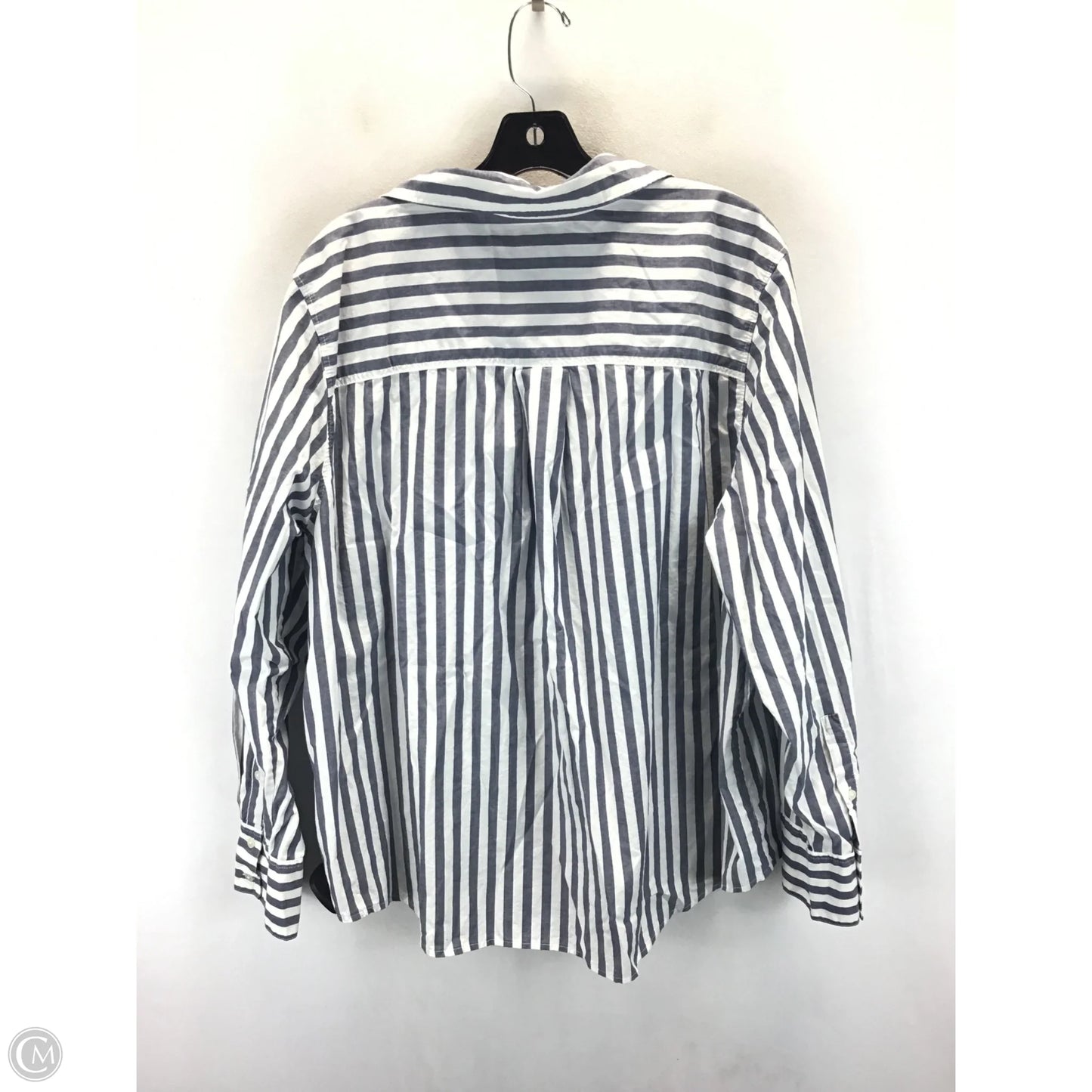 Top Long Sleeve By Banana Republic In Blue & White, Size: Xxl