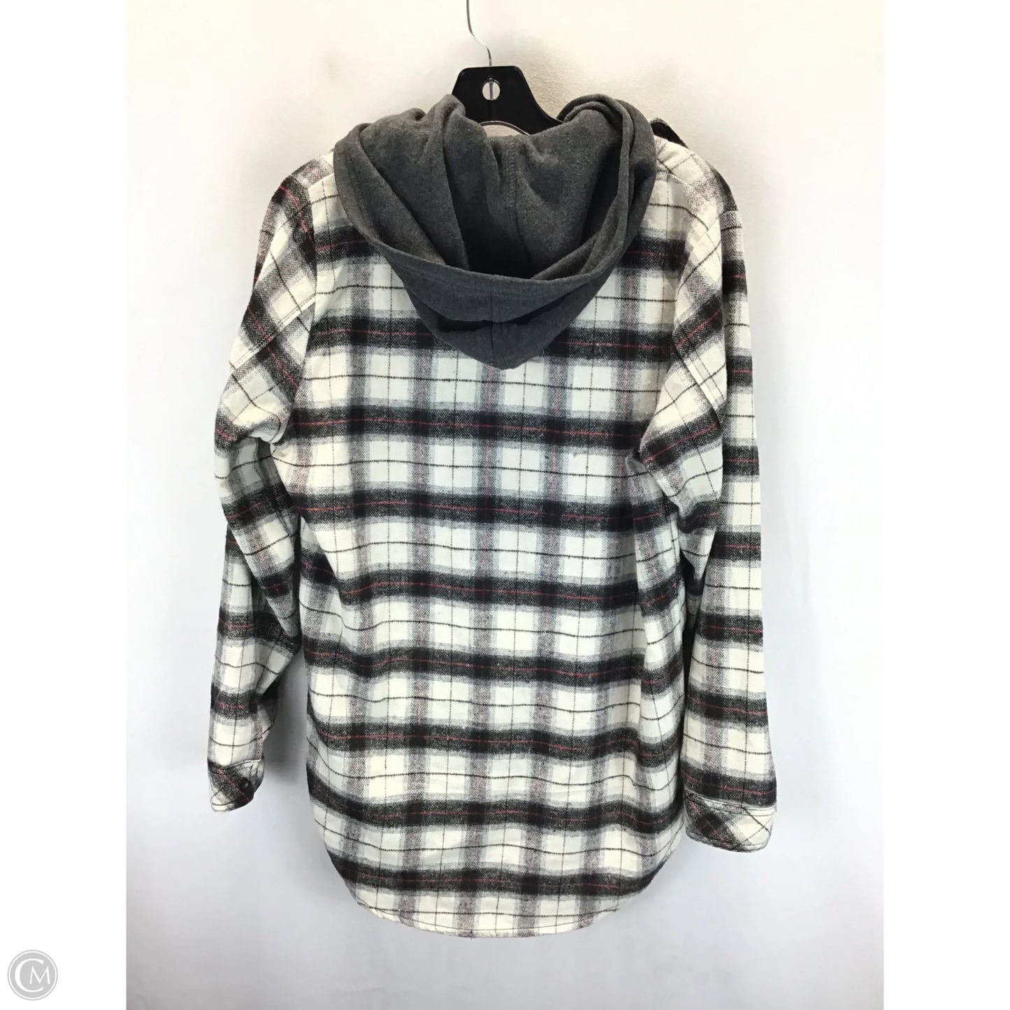 Jacket Shirt By Citiknits In Black & Cream, Size: L