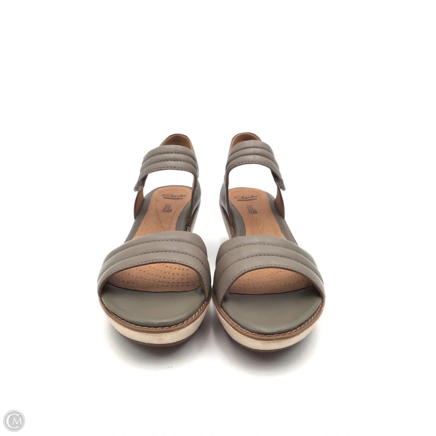 Sandals Heels Wedge By Clarks In Grey, Size: 10