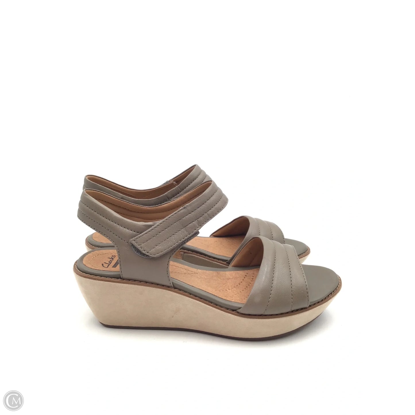 Sandals Heels Wedge By Clarks In Grey, Size: 10
