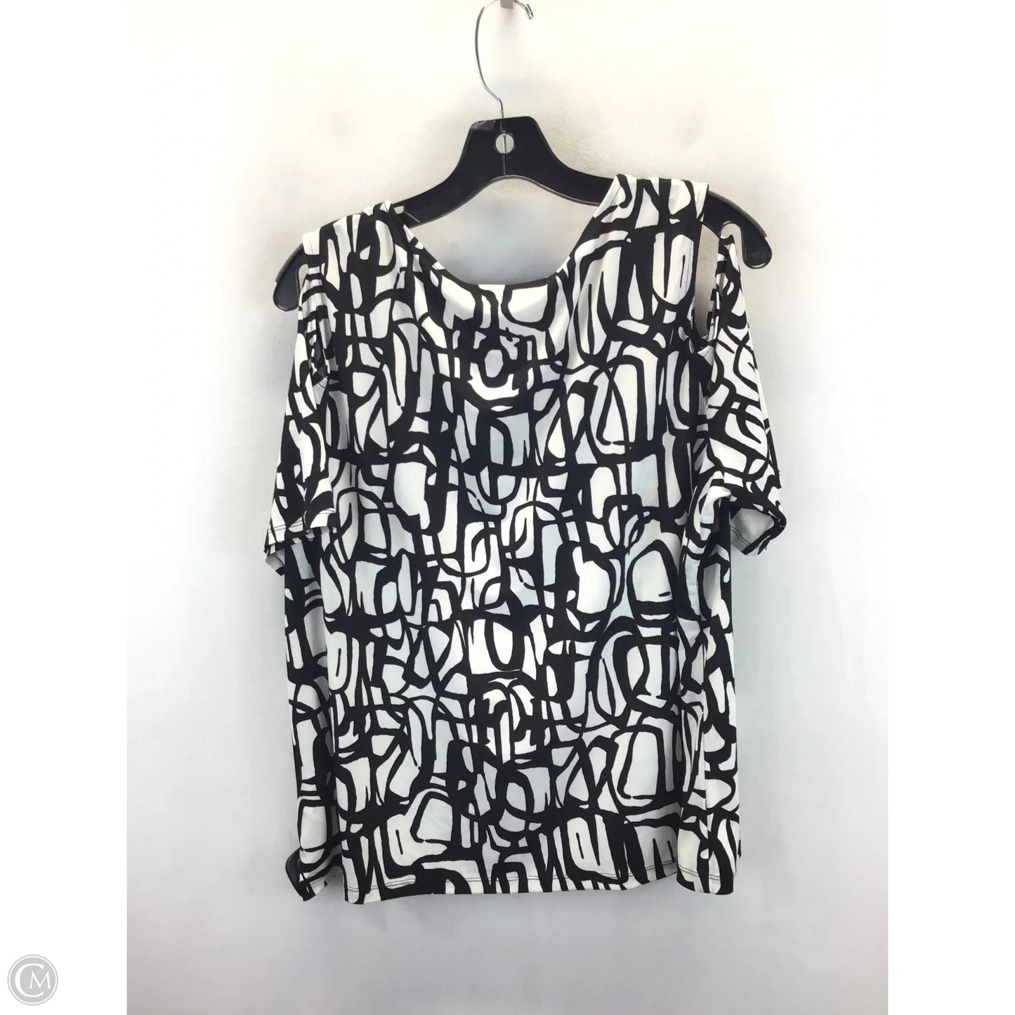 Top Short Sleeve By Jones Studio In Black & White, Size: Xl