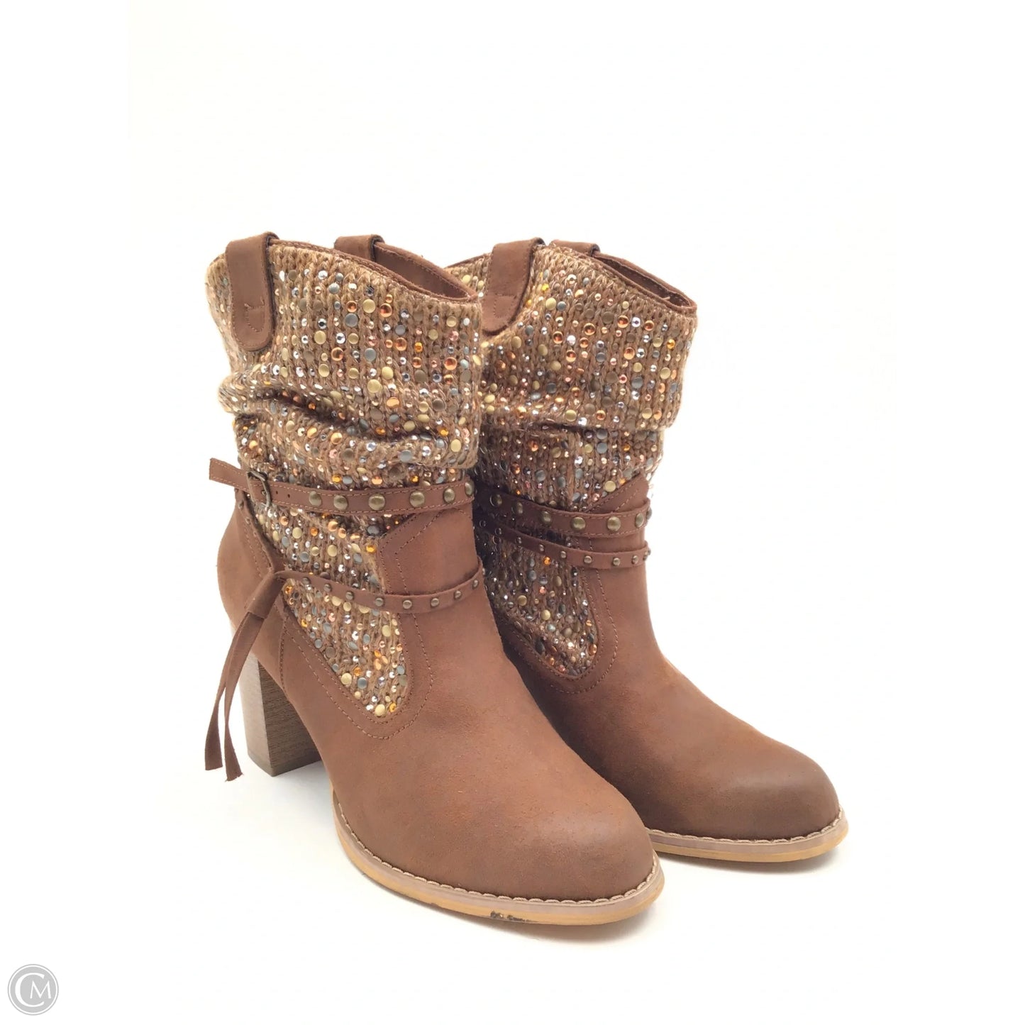 Boots Ankle Heels By Not Rated In Brown & Gold, Size: 9.5