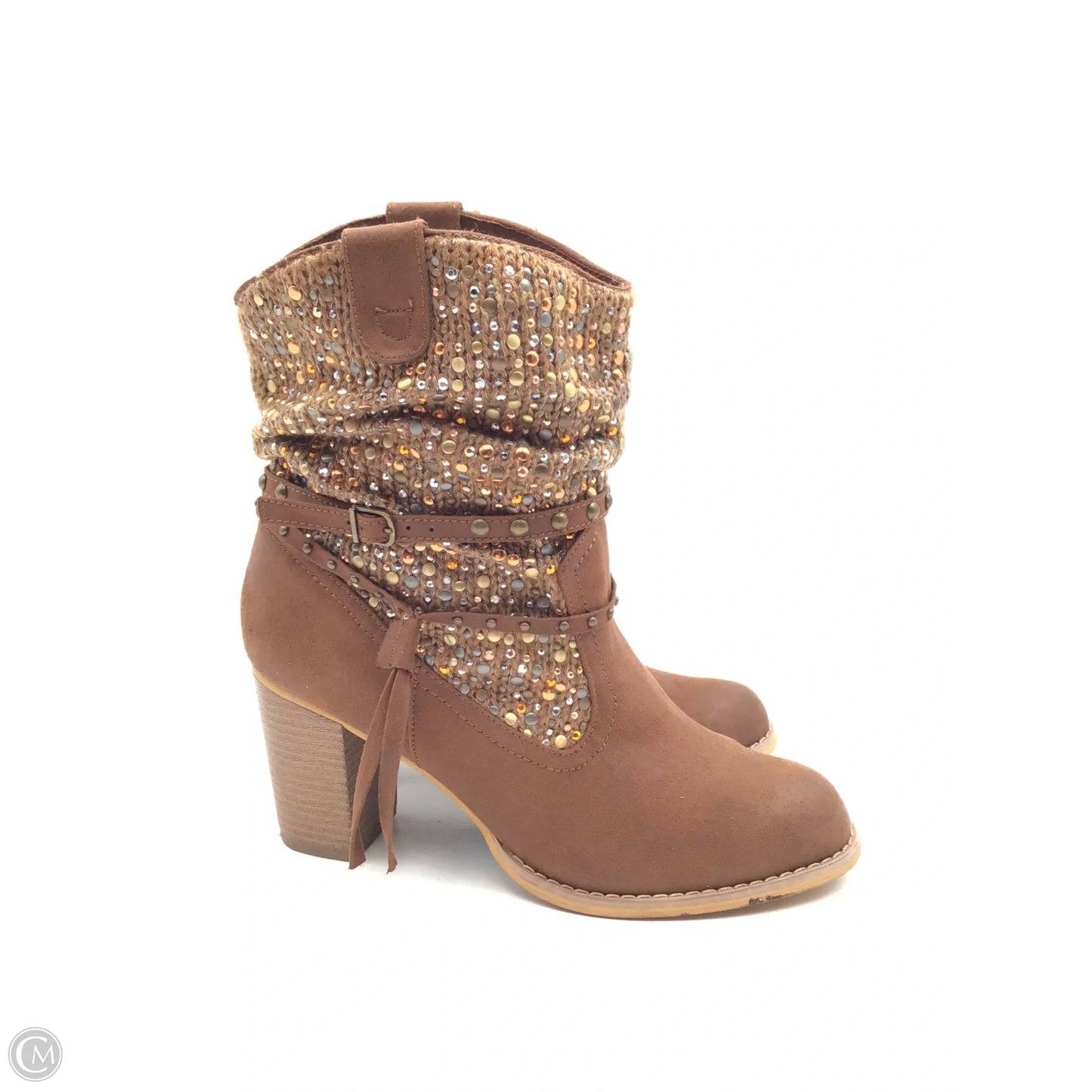 Boots Ankle Heels By Not Rated In Brown & Gold, Size: 9.5