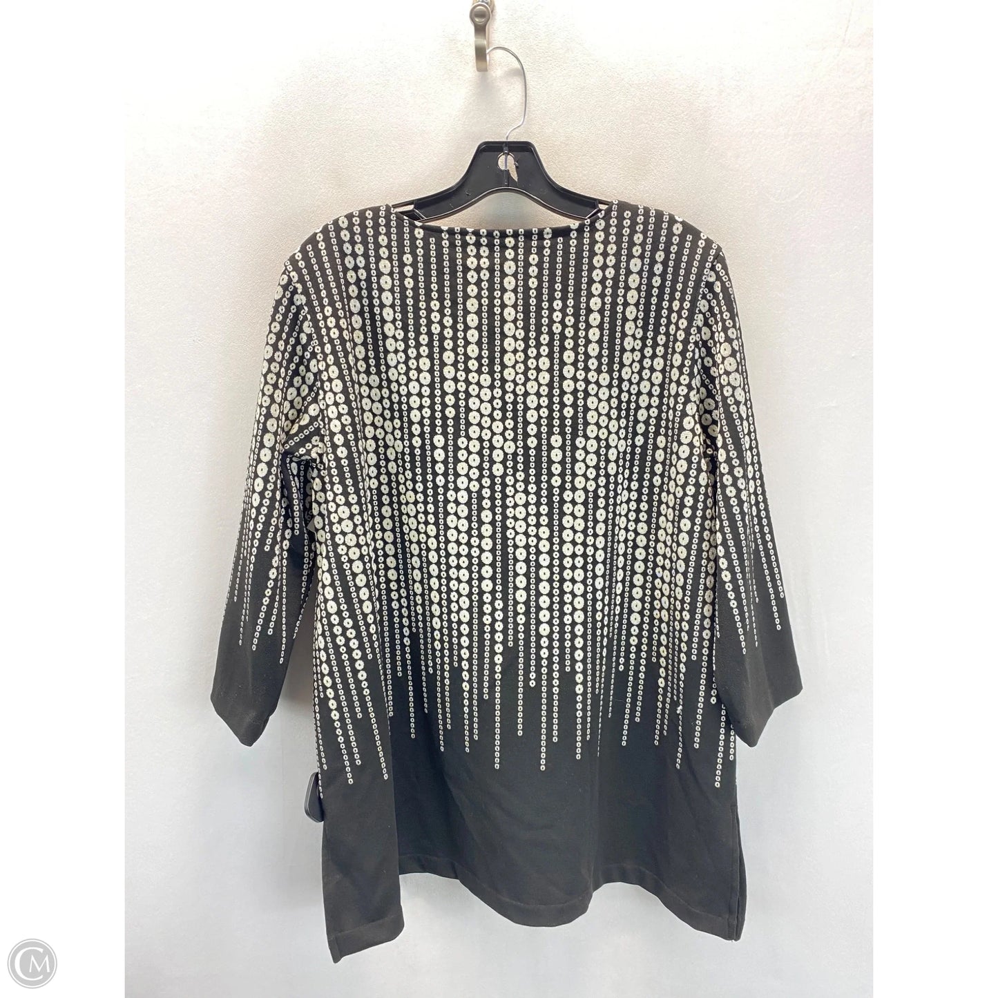 Sweater By Caroline Rose In Black & White, Size: L